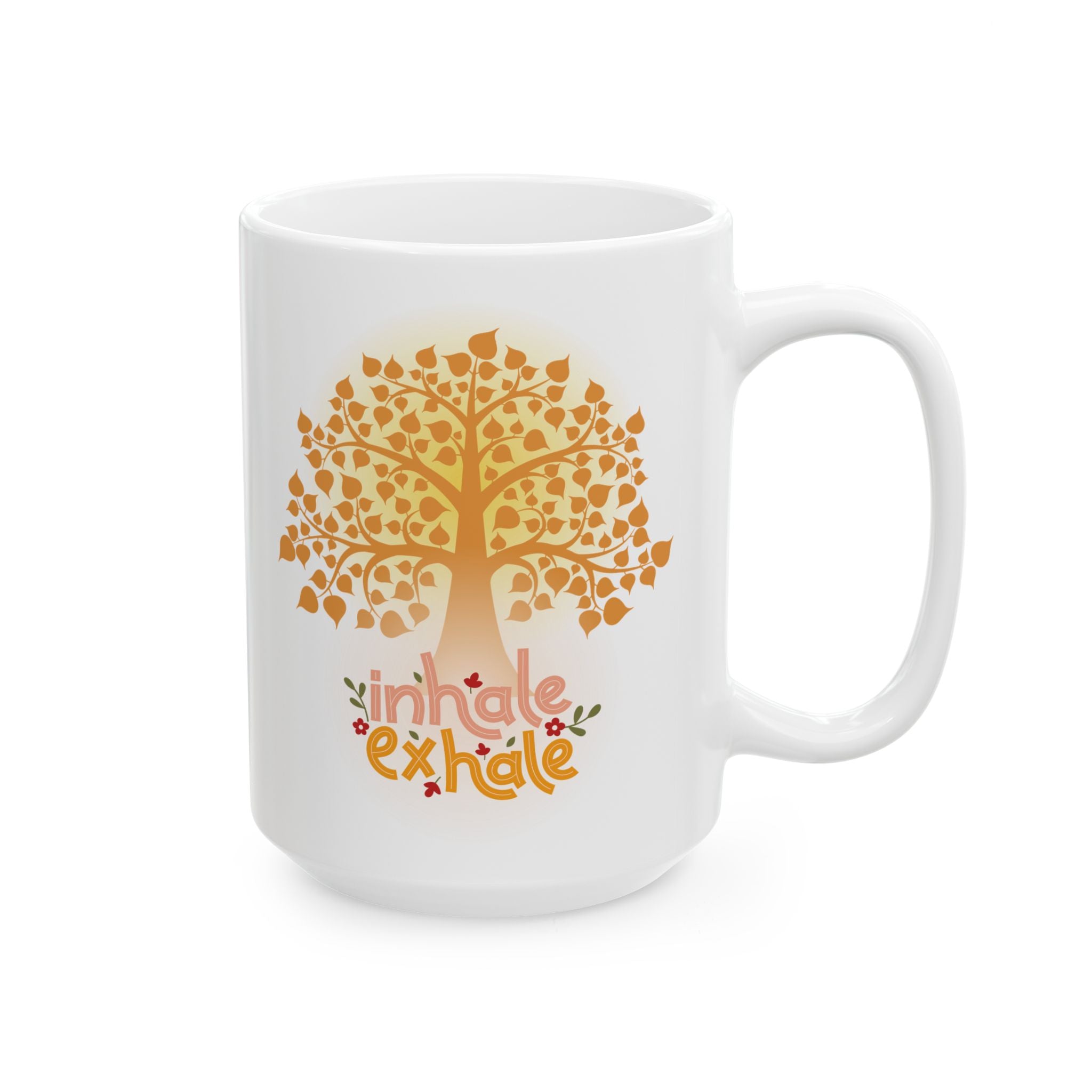Inhale - Exhale Tea Cup, Coffee Mug, 15 oz  or 11 oz | Mindful Gift, Yoga Lover, Self Care Mug