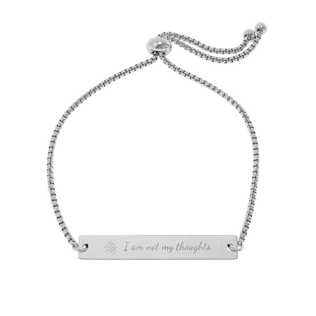 Engraved Mindful Message Bar Bracelet | Adjustable Gold Plate | I am not my thoughts
