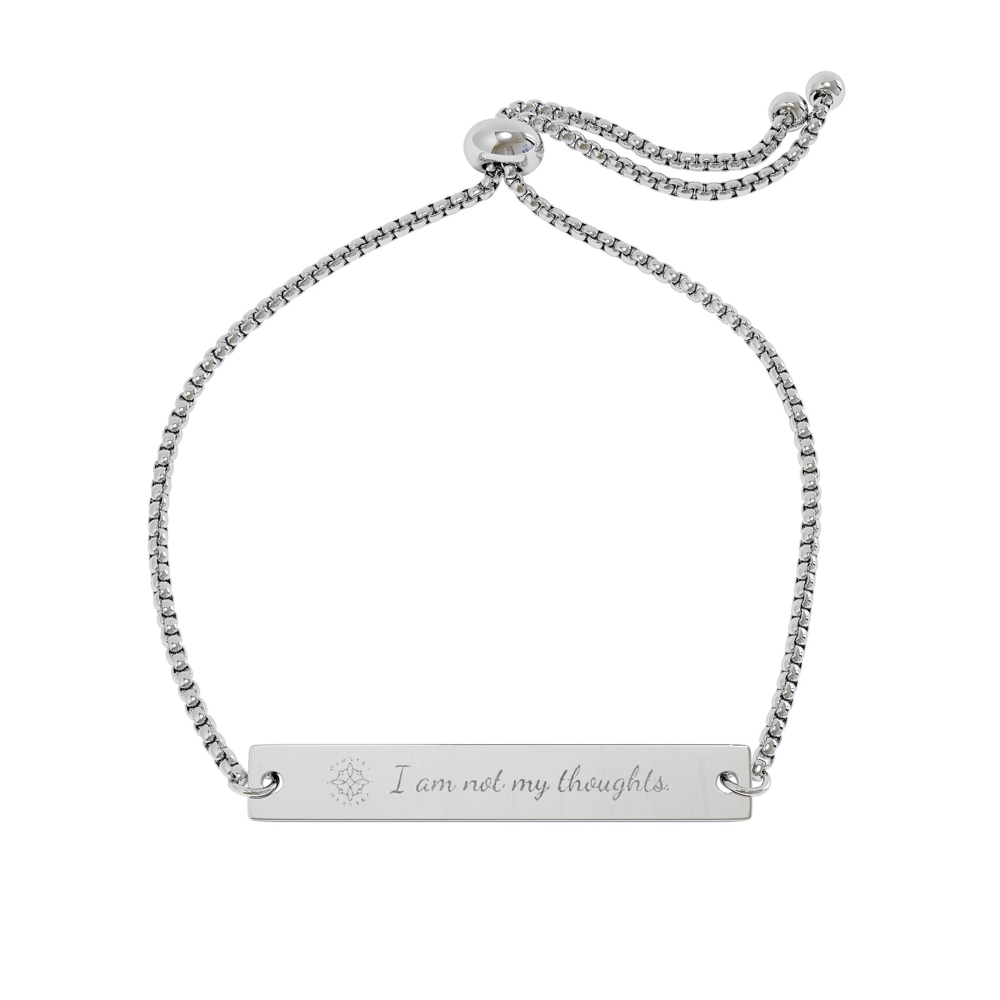 Engraved Mindful Message Bar Bracelet | Adjustable Gold Plate | I am not my thoughts