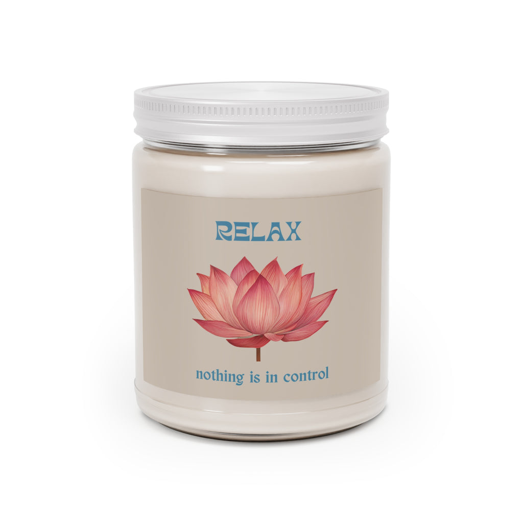 Lotus Flower Soy Candle "Relax, nothing is in control" | 9oz jar · Beige