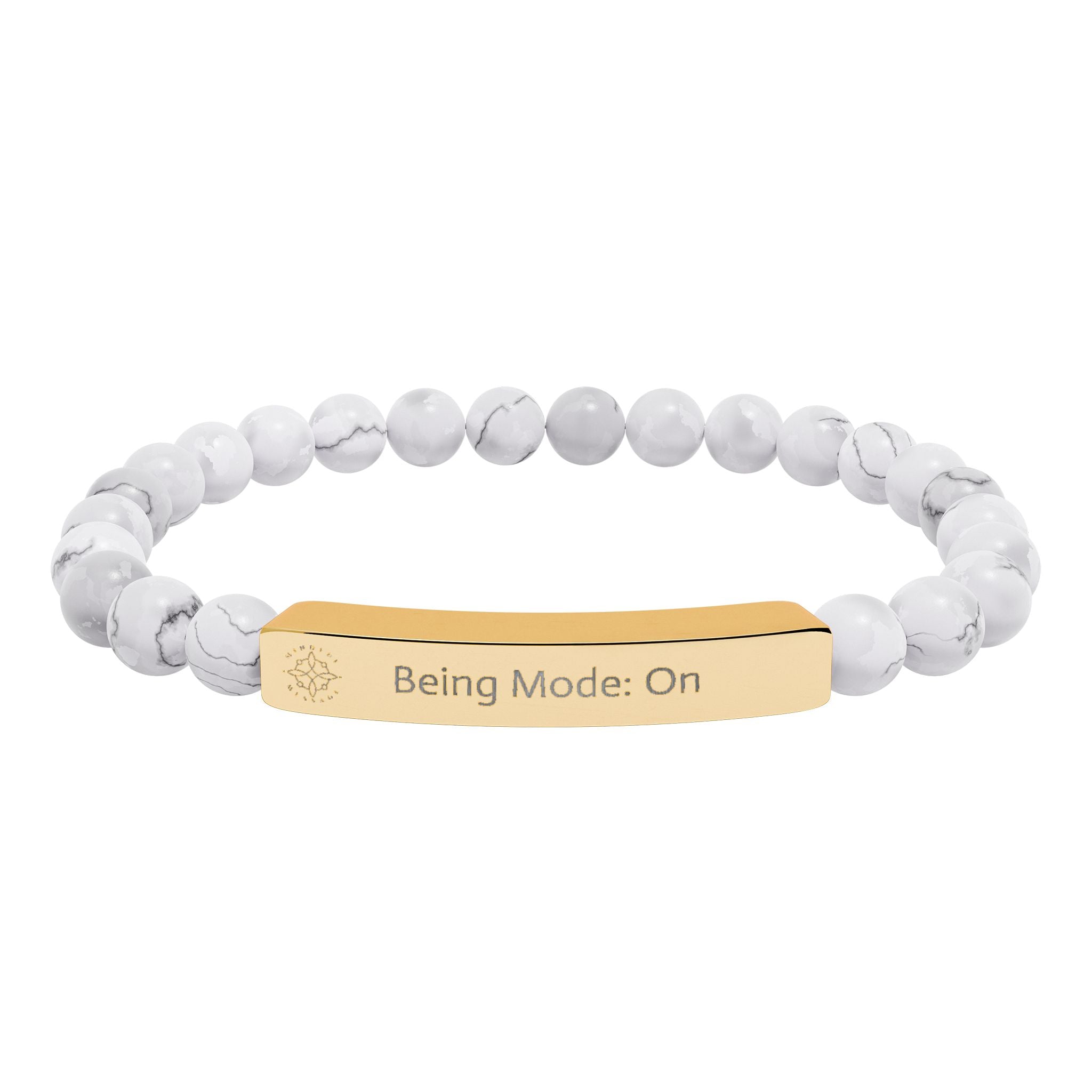 Engraved 'Being Mode: On' Natural Stone Beaded Bracelet - Mindfulness Jewelry