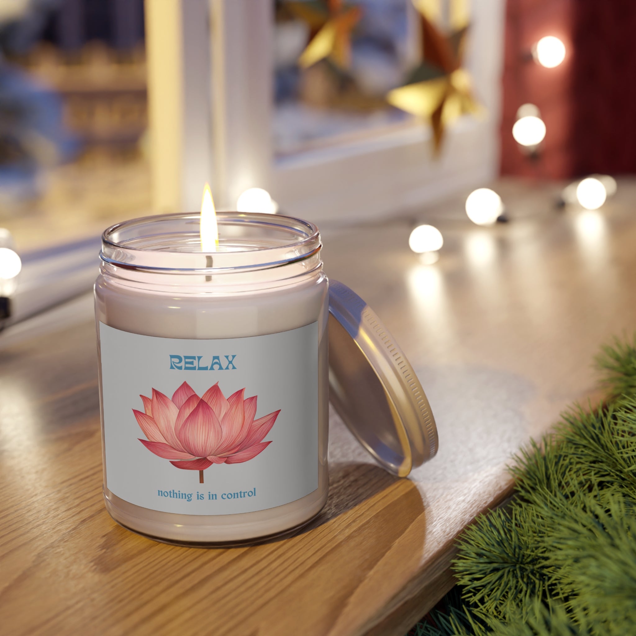 Relax lotus soy candle 9oz jar | nothing is in control