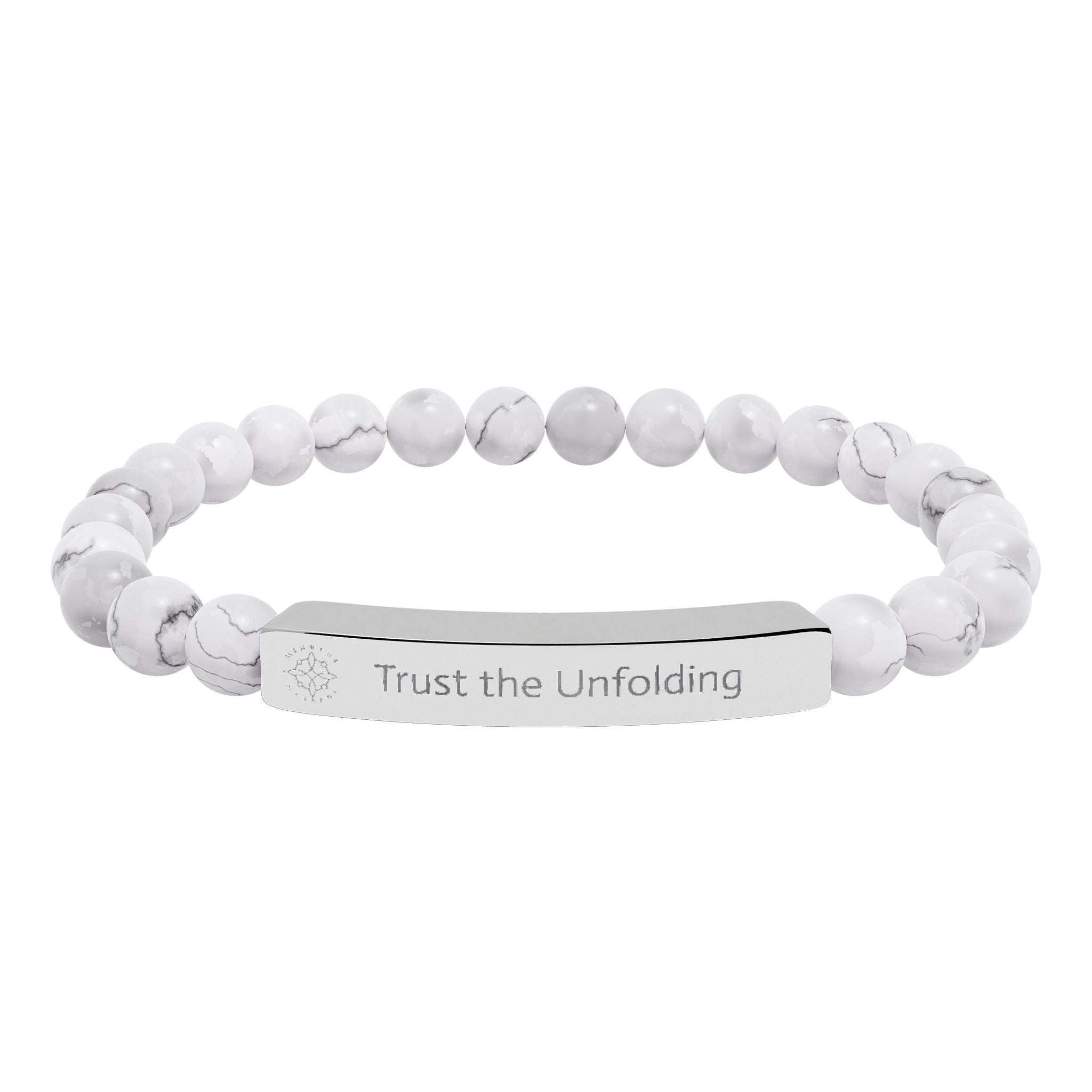 Engraved 'Trust the Unfolding' Natural Stone Beaded Bracelet - Mindfulness Jewelry