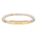 Engraved 'Here, Now' Natural Stone Beaded Bracelet - Mindfulness Jewelry