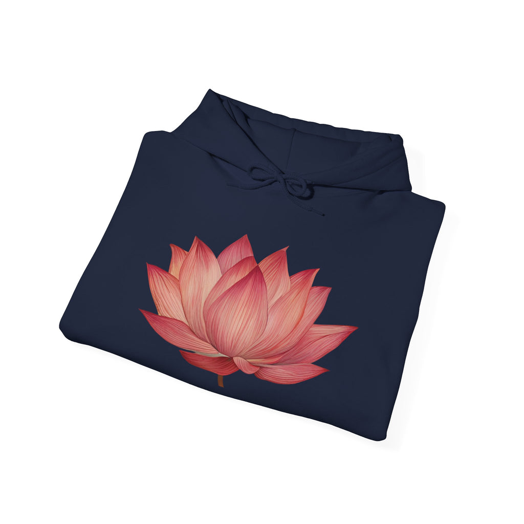 Pink Lotus Flower Cotton Hoodie | Floral Meditation Yoga Sweatshirt