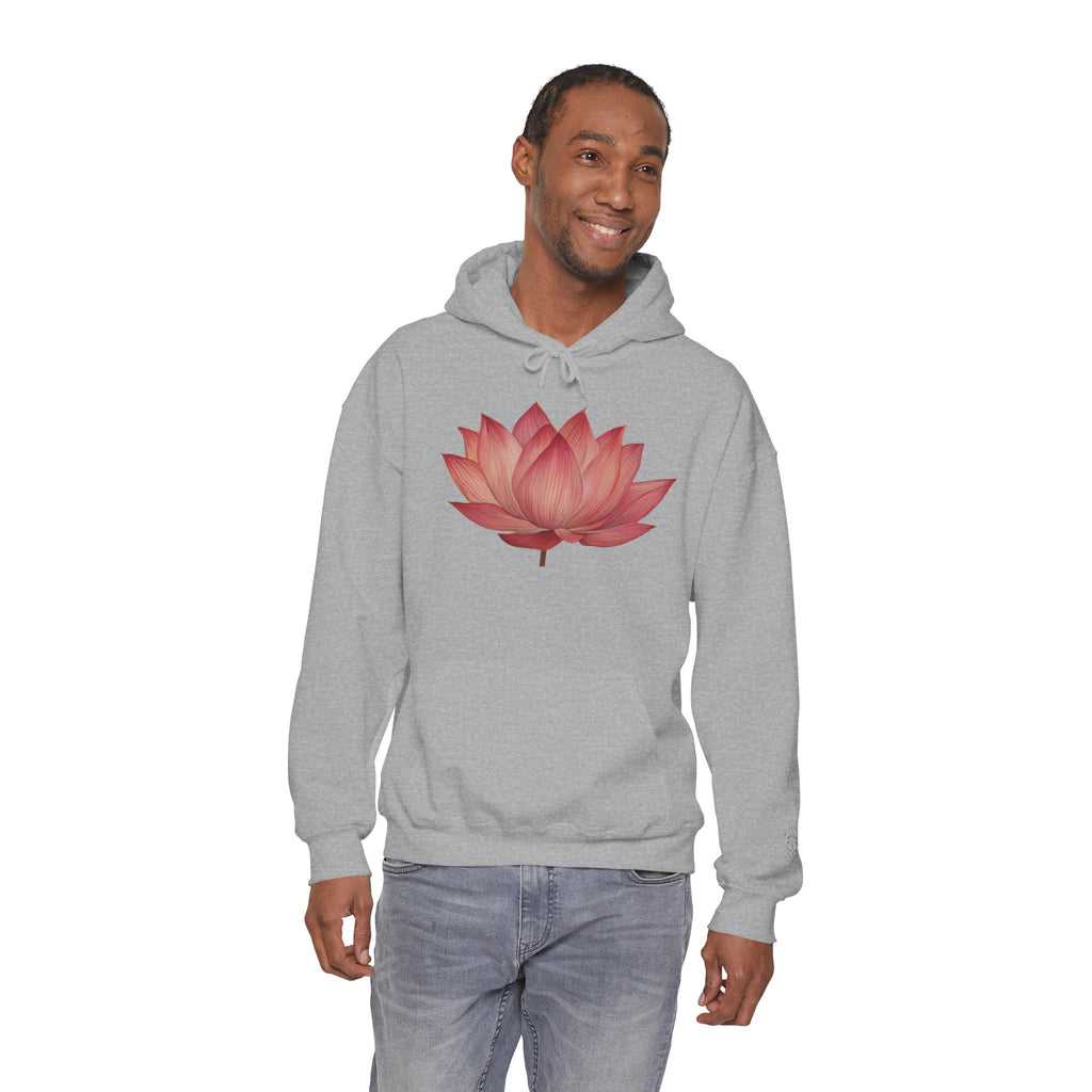 Pink Lotus Flower Cotton Hoodie | Floral Meditation Yoga Sweatshirt