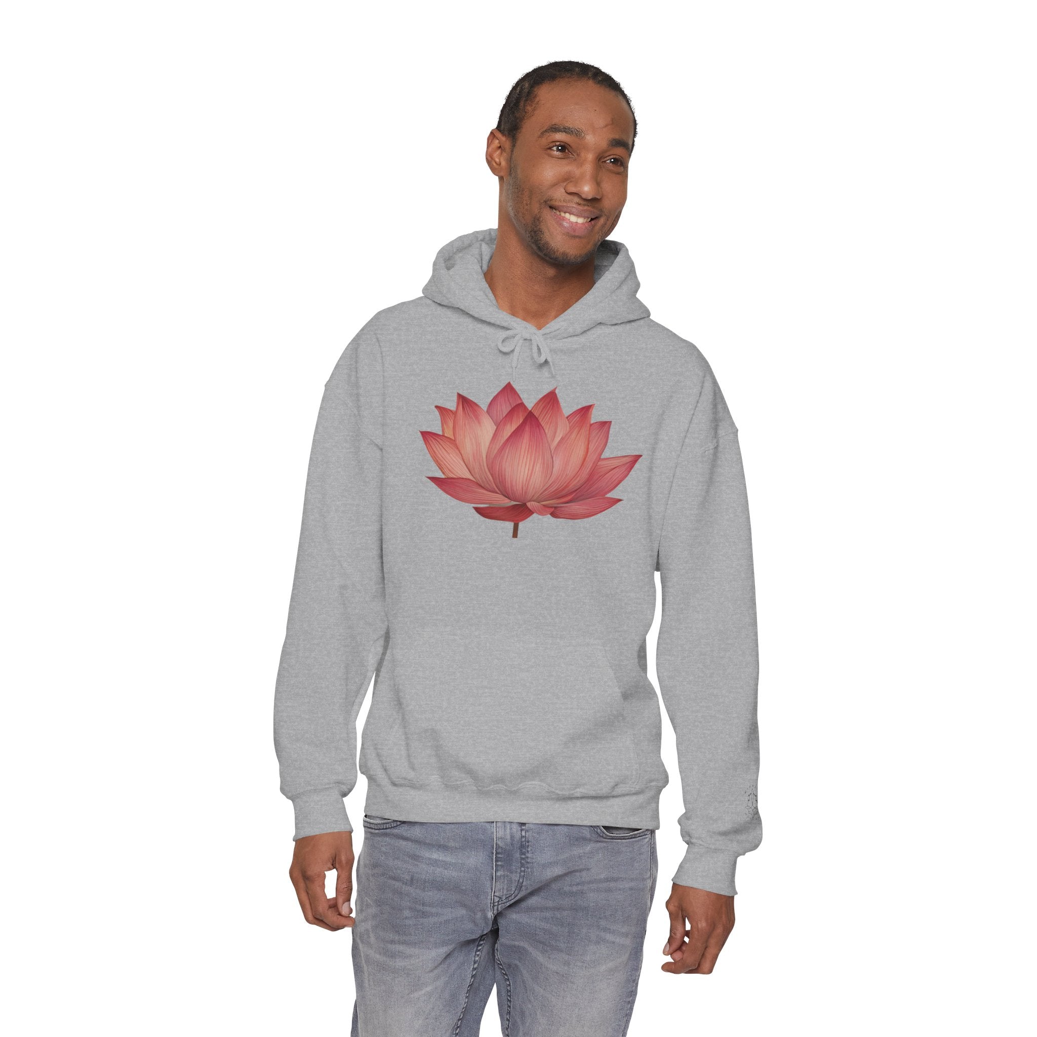 Pink Lotus Flower Cotton Hoodie | Floral Meditation Yoga Sweatshirt