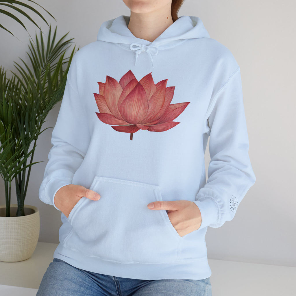 Pink Lotus Flower Cotton Hoodie | Floral Meditation Yoga Sweatshirt