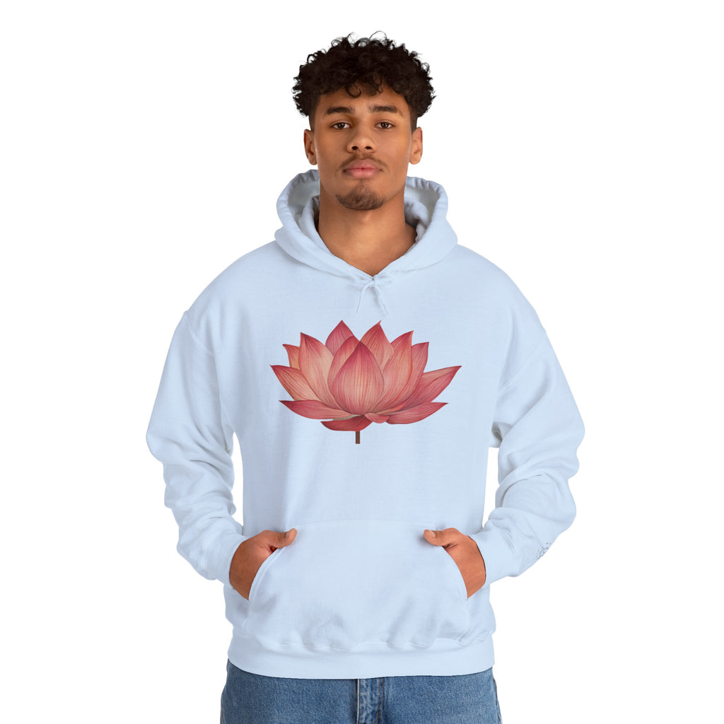 Pink Lotus Flower Cotton Hoodie | Floral Meditation Yoga Sweatshirt
