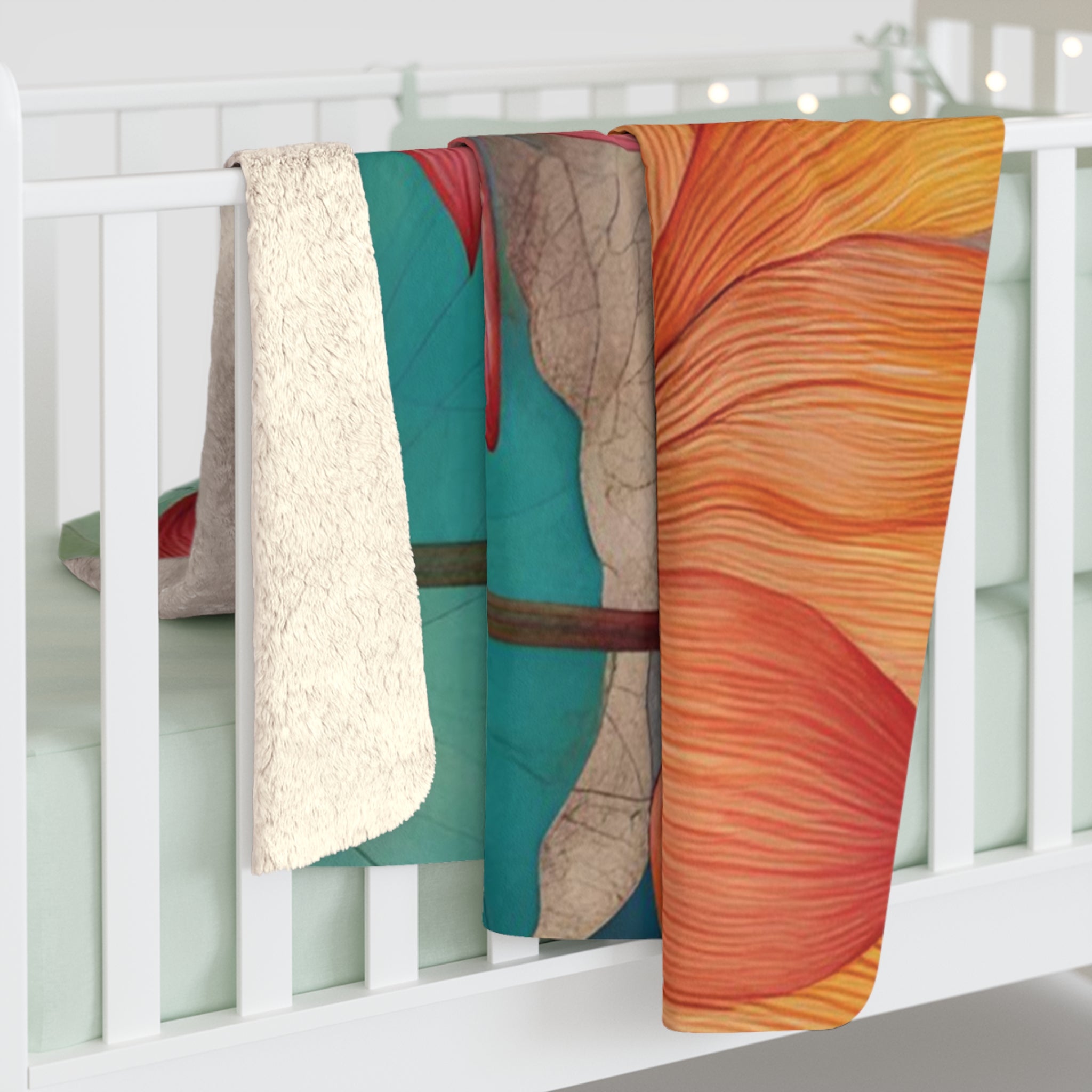 Lotus Flower Sherpa Fleece Blanket, Cozy Gift for Home, Floral Design Throw, Warm Blanket for Couch, Lightweight Blanket Design