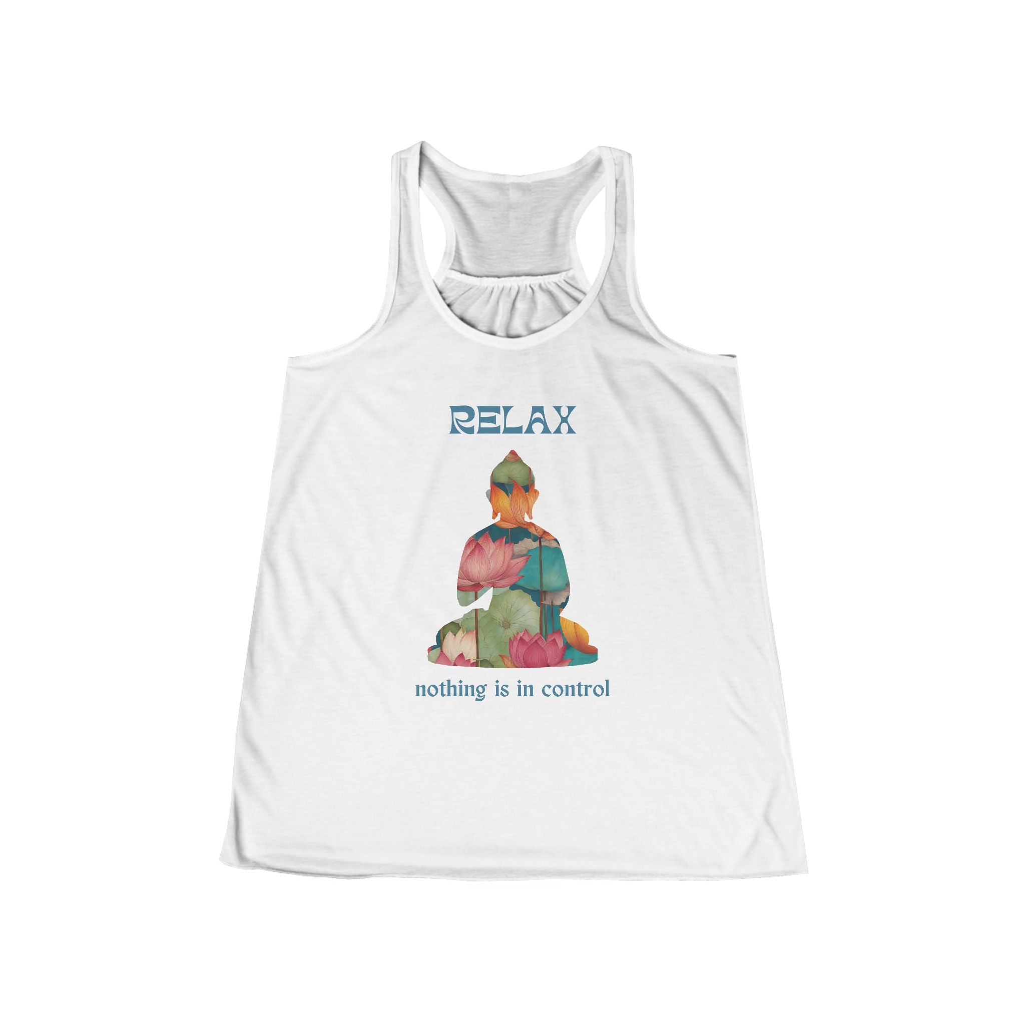 Women's Relaxing Flowy Racerback Tank with Motivational Quote