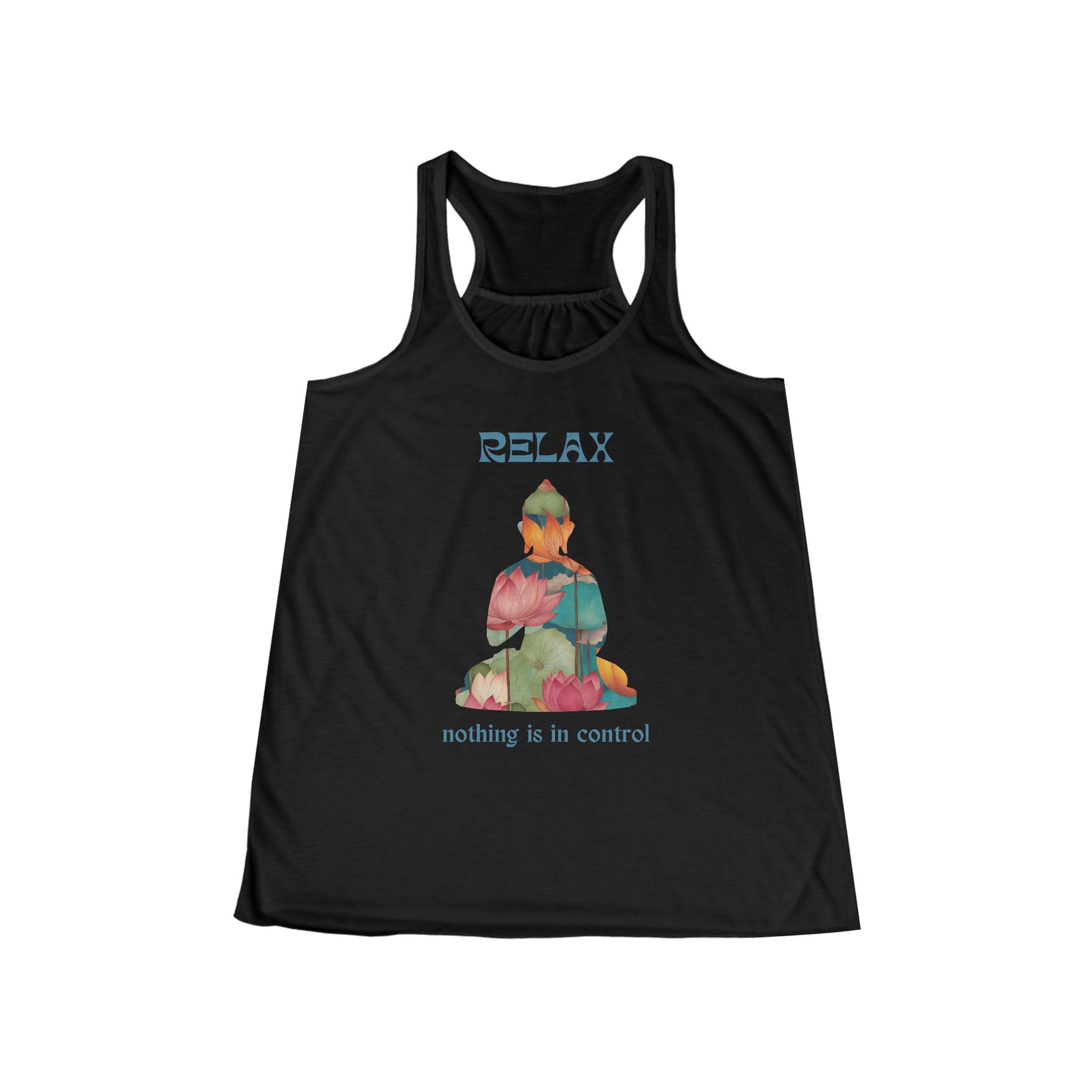 Women's Relaxing Flowy Racerback Tank with Motivational Quote