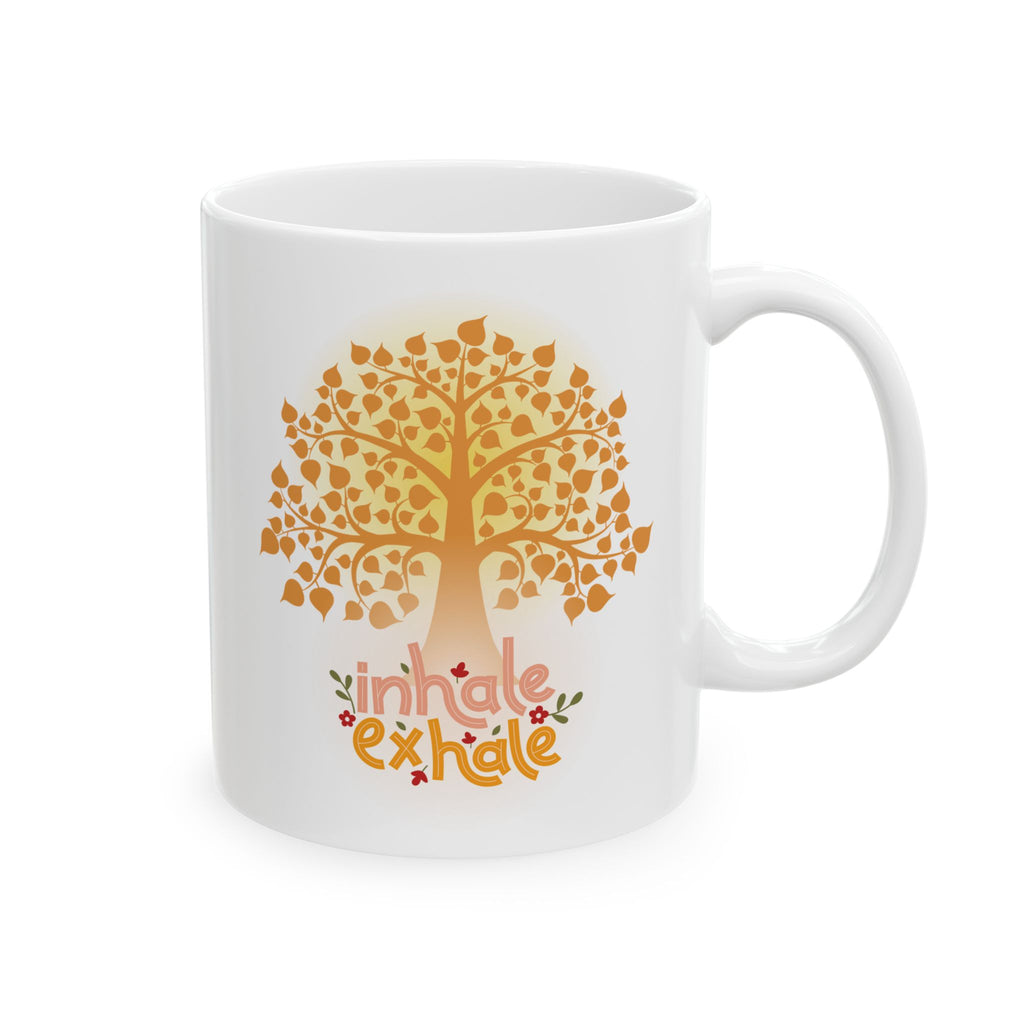 Inhale - Exhale Tea Cup, Coffee Mug, 15 oz  or 11 oz | Mindful Gift, Yoga Lover, Self Care Mug
