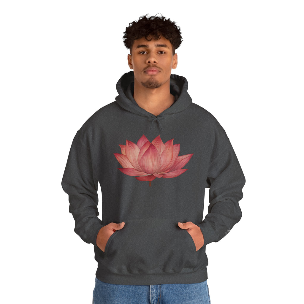 Pink Lotus Flower Cotton Hoodie | Floral Meditation Yoga Sweatshirt