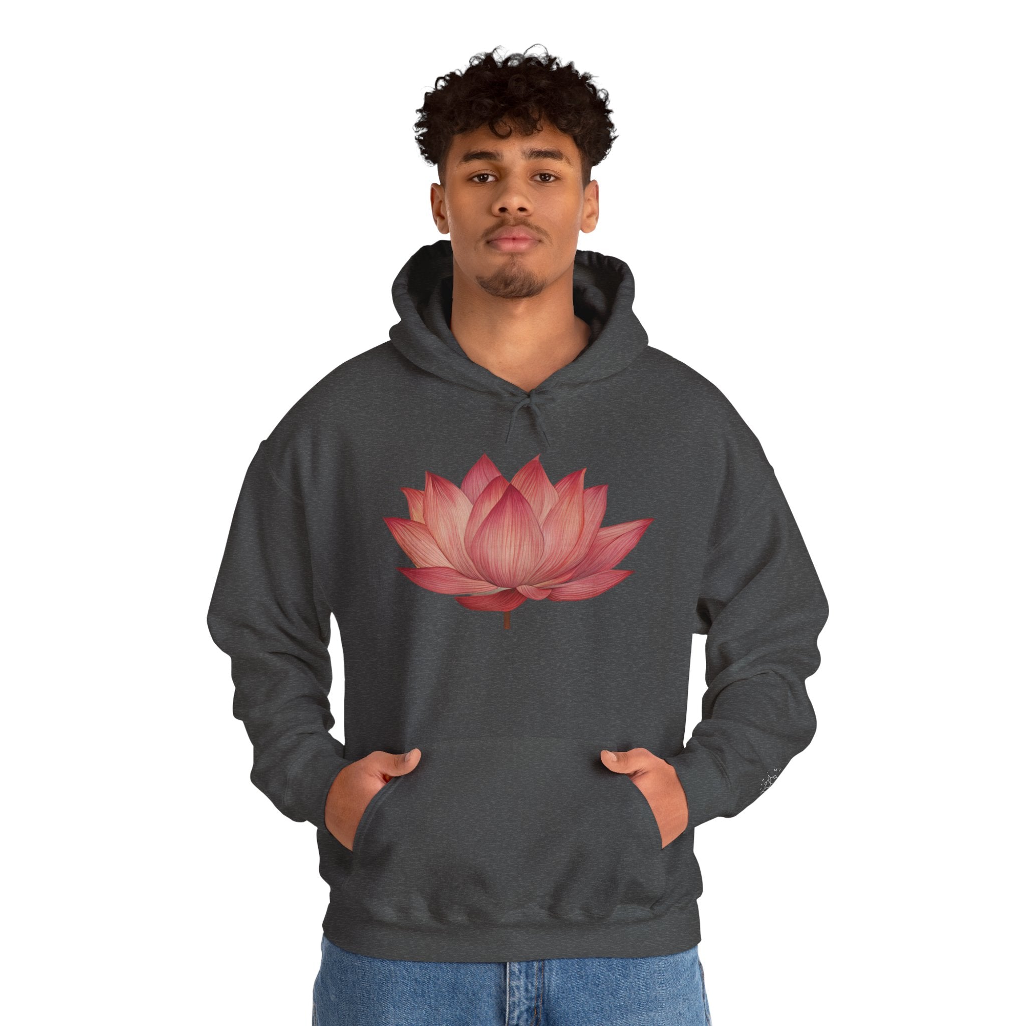 Pink Lotus Flower Cotton Hoodie | Floral Meditation Yoga Sweatshirt