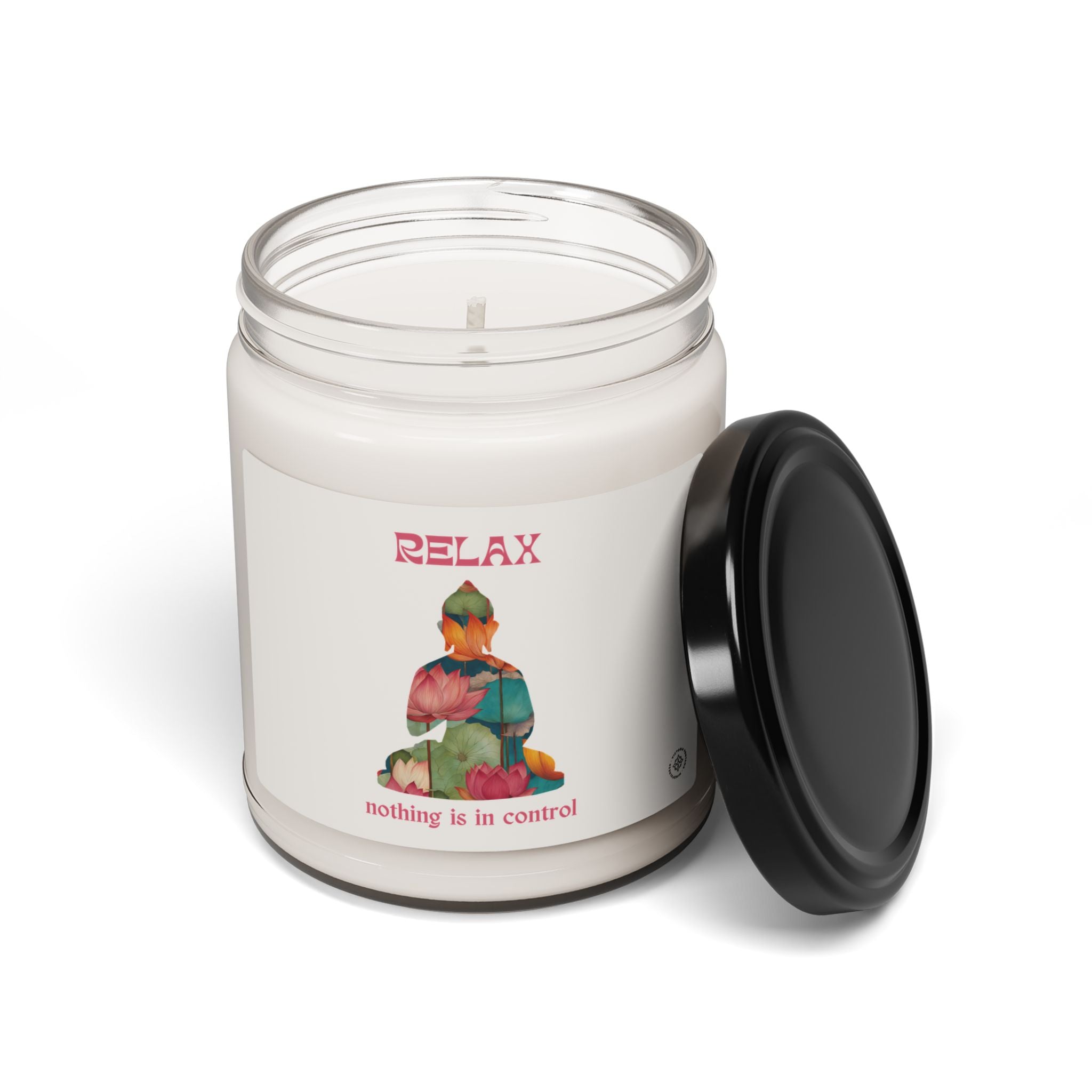 Relaxing Scented Soy Candle | Pink | 9oz | "Nothing is in Control" Aromatherapy