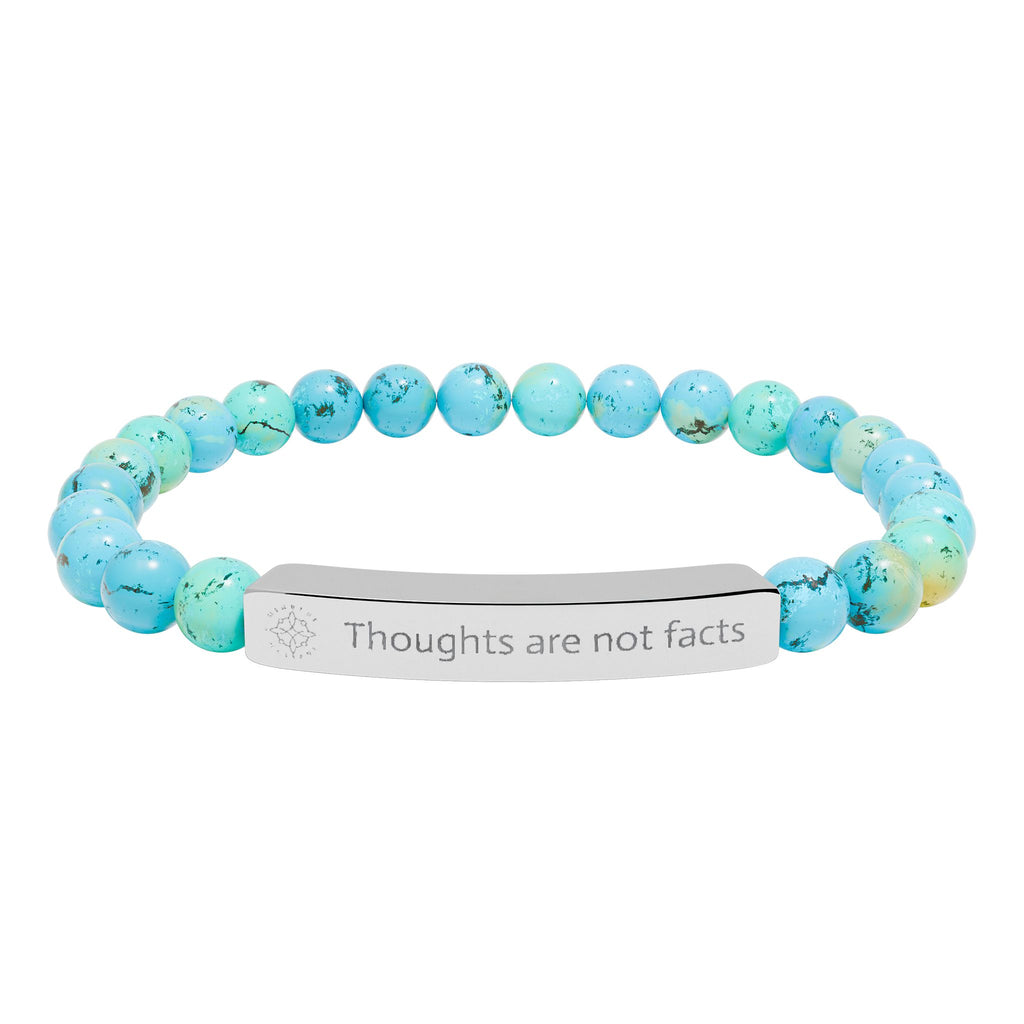 Engraved 'Thoughts are not Facts' Natural Stone Beaded Bracelet - Mindfulness Jewelry