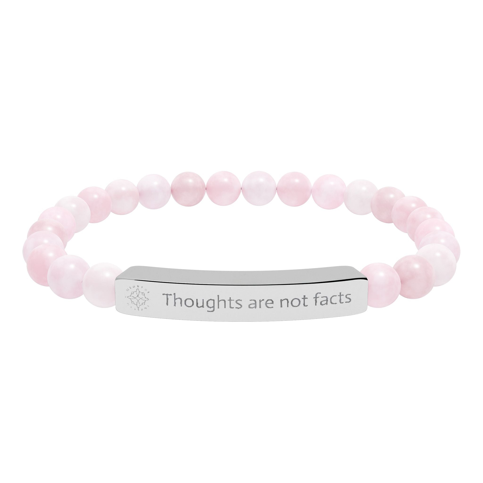 Engraved 'Thoughts are not Facts' Natural Stone Beaded Bracelet - Mindfulness Jewelry