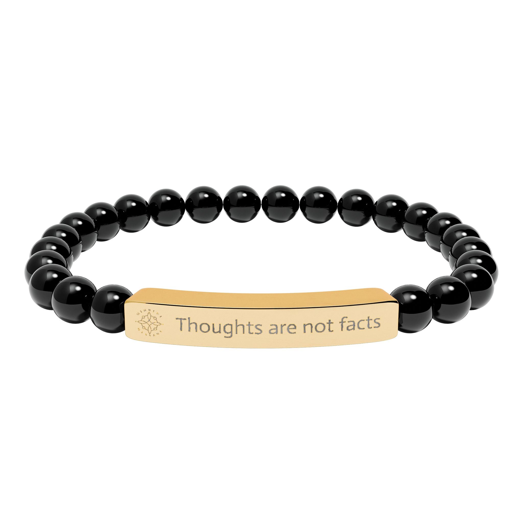 Engraved 'Thoughts are not Facts' Natural Stone Beaded Bracelet - Mindfulness Jewelry