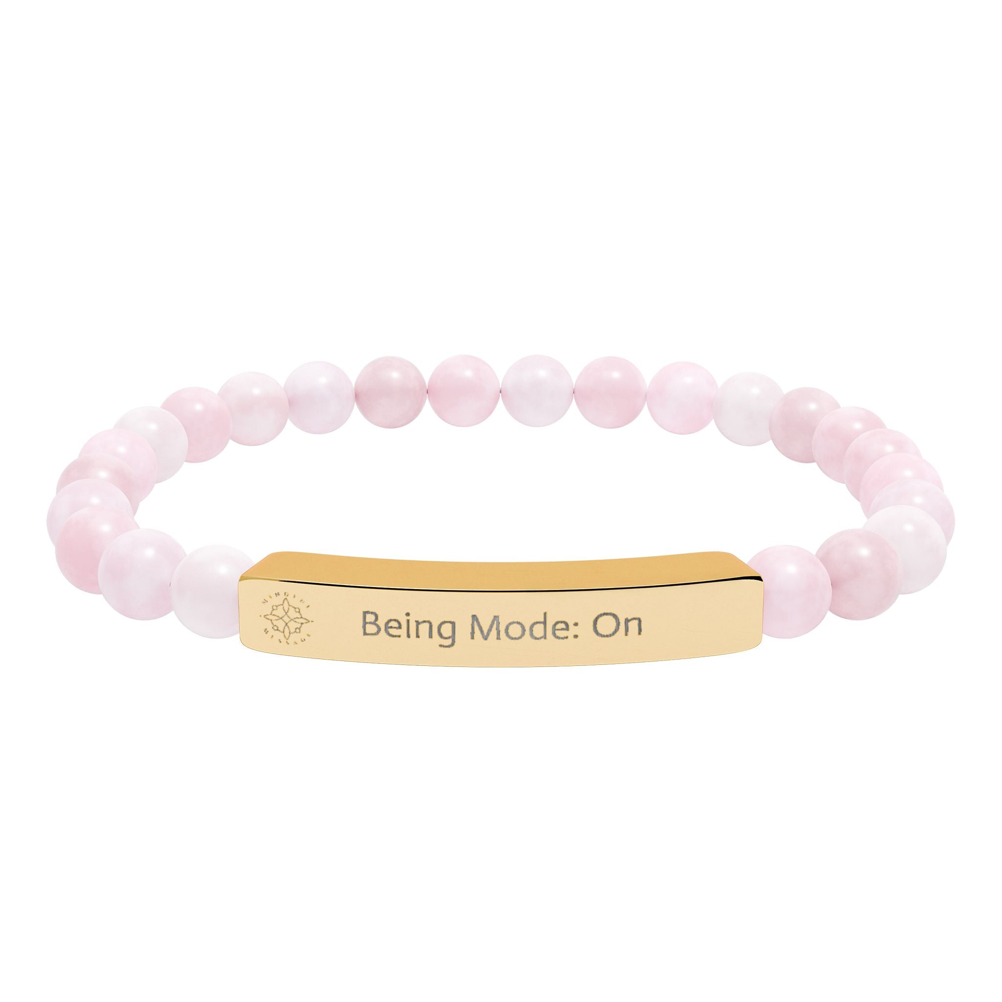 Engraved 'Being Mode: On' Natural Stone Beaded Bracelet - Mindfulness Jewelry