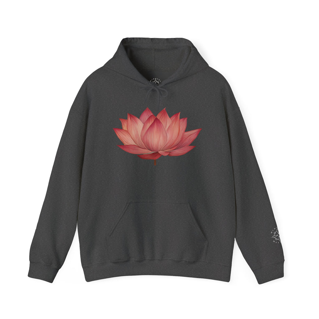 Pink Lotus Flower Cotton Hoodie | Floral Meditation Yoga Sweatshirt