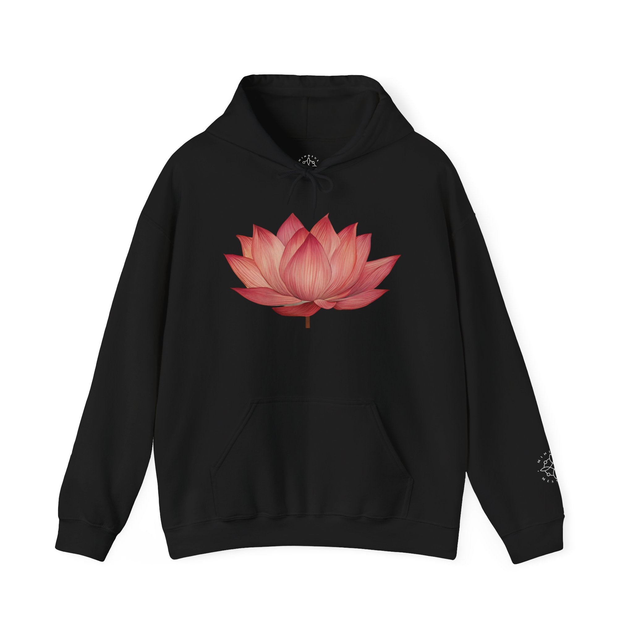 Pink Lotus Flower Cotton Hoodie | Floral Meditation Yoga Sweatshirt