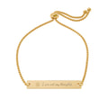 Engraved Mindful Message Bar Bracelet | Adjustable Gold Plate | I am not my thoughts