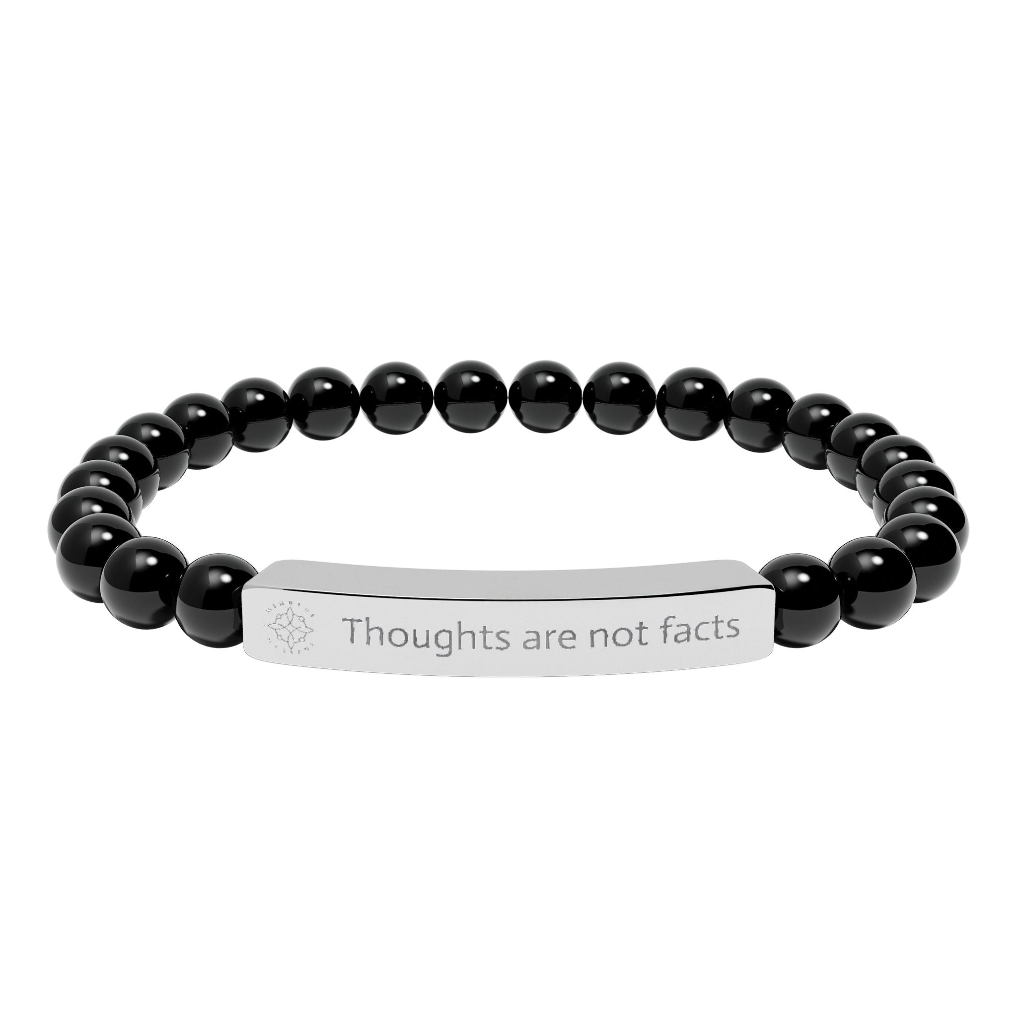 Engraved 'Thoughts are not Facts' Natural Stone Beaded Bracelet - Mindfulness Jewelry