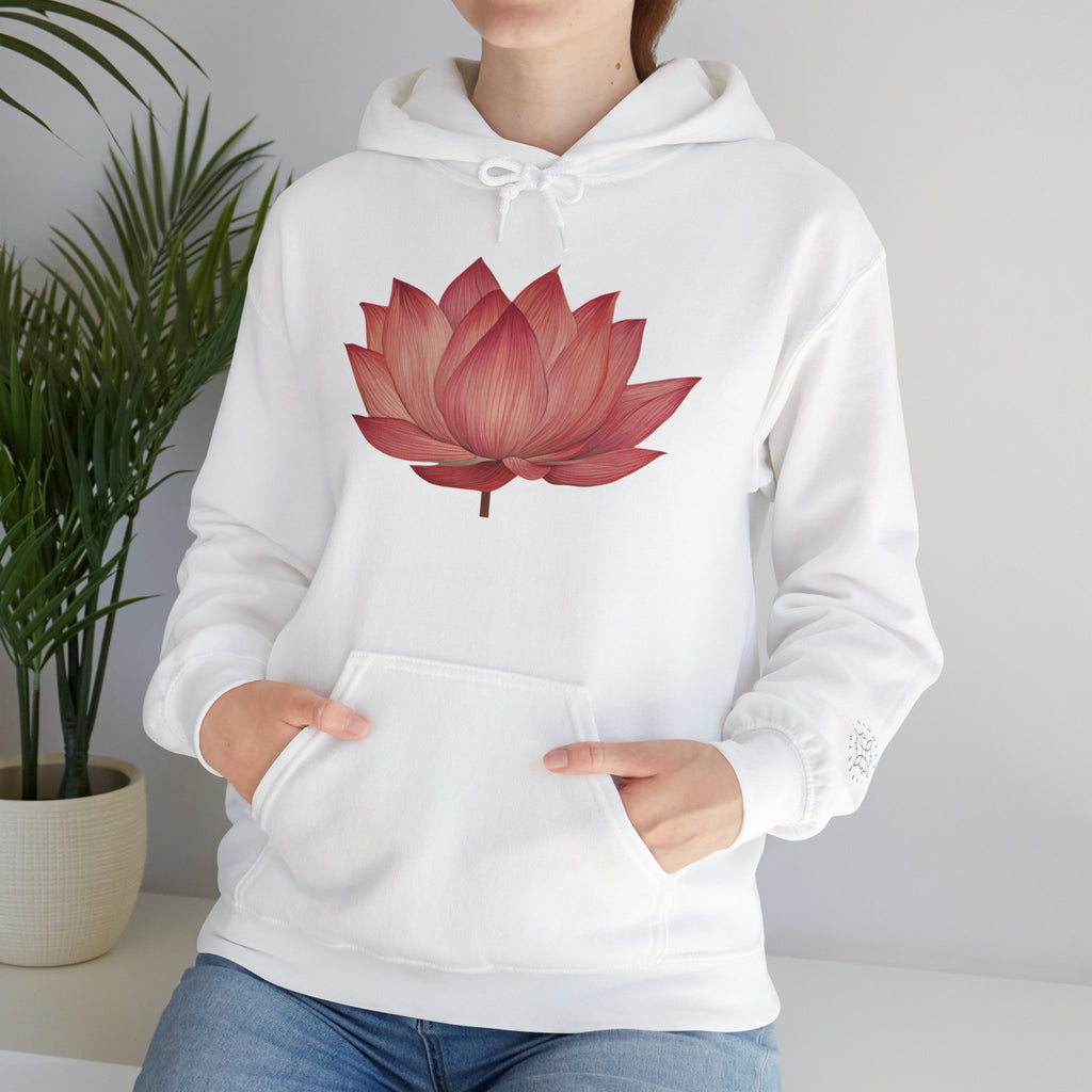 Pink Lotus Flower Cotton Hoodie | Floral Meditation Yoga Sweatshirt