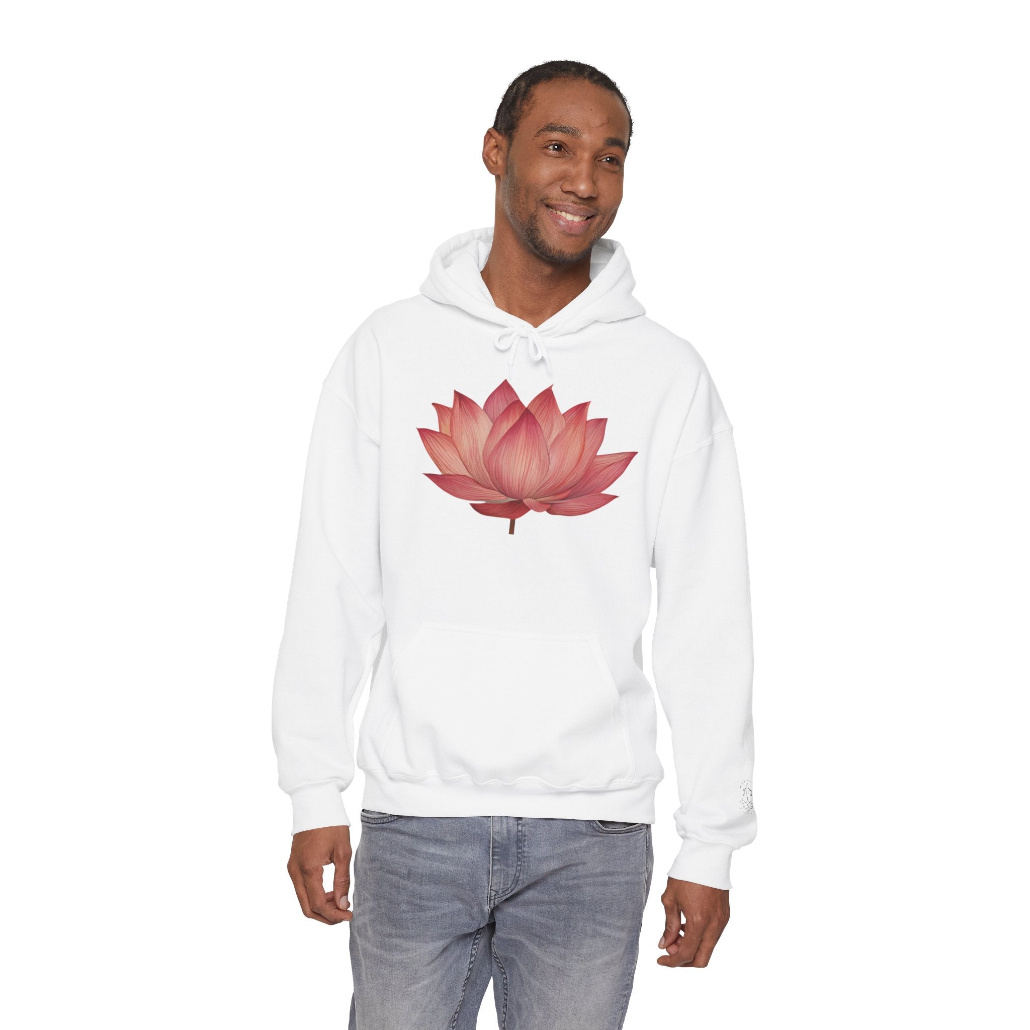 Pink Lotus Flower Cotton Hoodie | Floral Meditation Yoga Sweatshirt