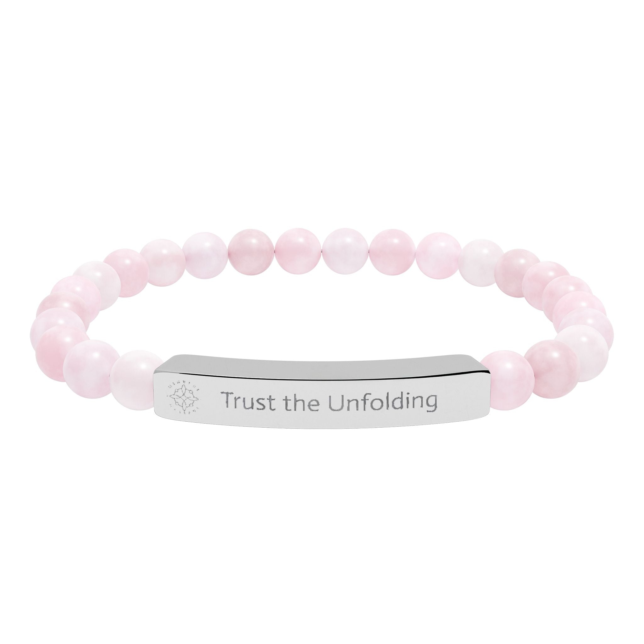Engraved 'Trust the Unfolding' Natural Stone Beaded Bracelet - Mindfulness Jewelry