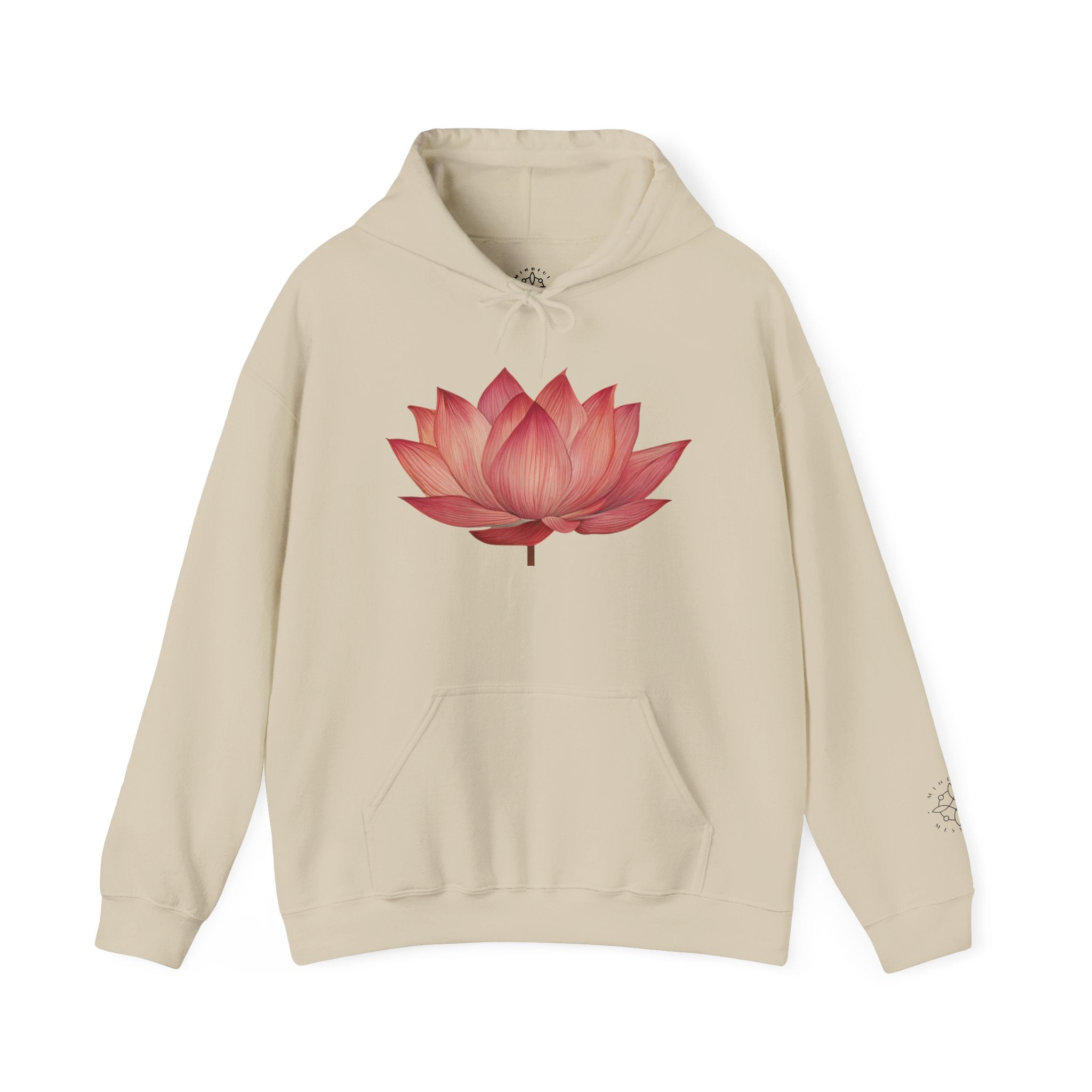 Pink Lotus Flower Cotton Hoodie | Floral Meditation Yoga Sweatshirt