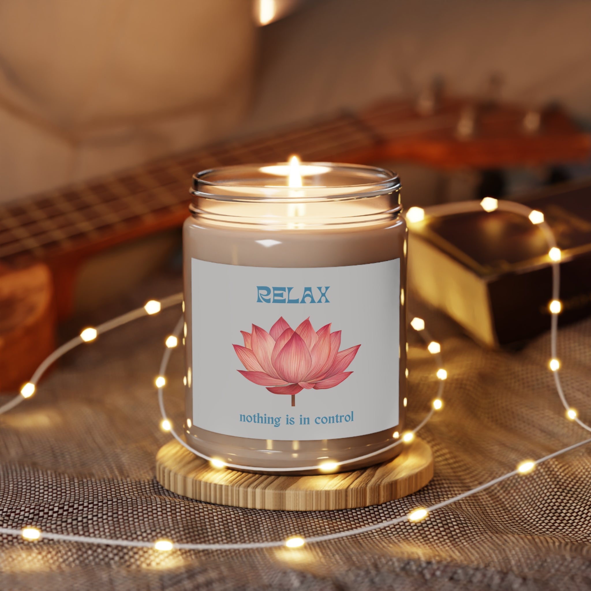 Lotus Flower Soy Candle "Relax, nothing is in control" | 9oz jar · Light Grey