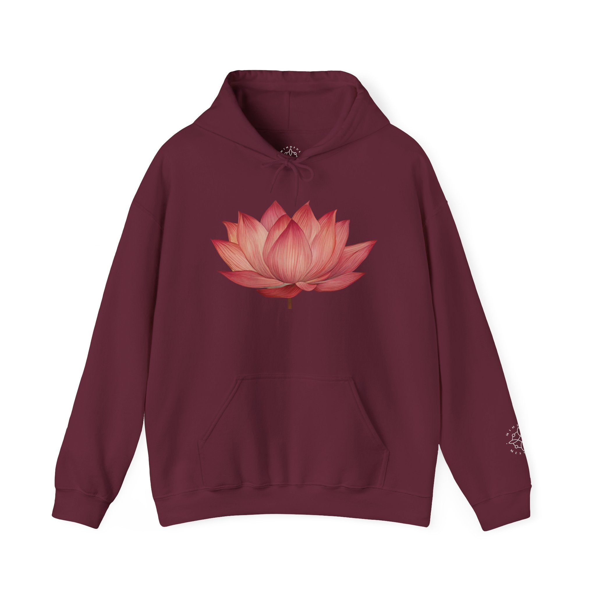 Pink Lotus Flower Cotton Hoodie | Floral Meditation Yoga Sweatshirt