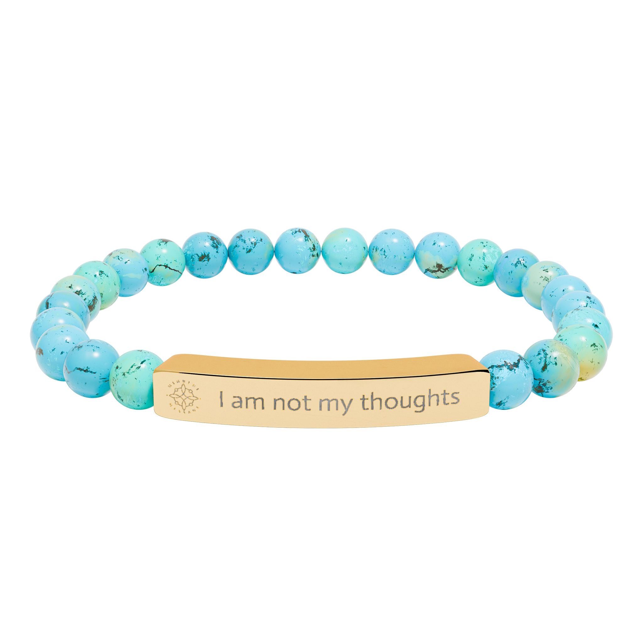 Engraved 'I am not my thoughts' Natural Stone Beaded Bracelet - Mindfulness Jewelry