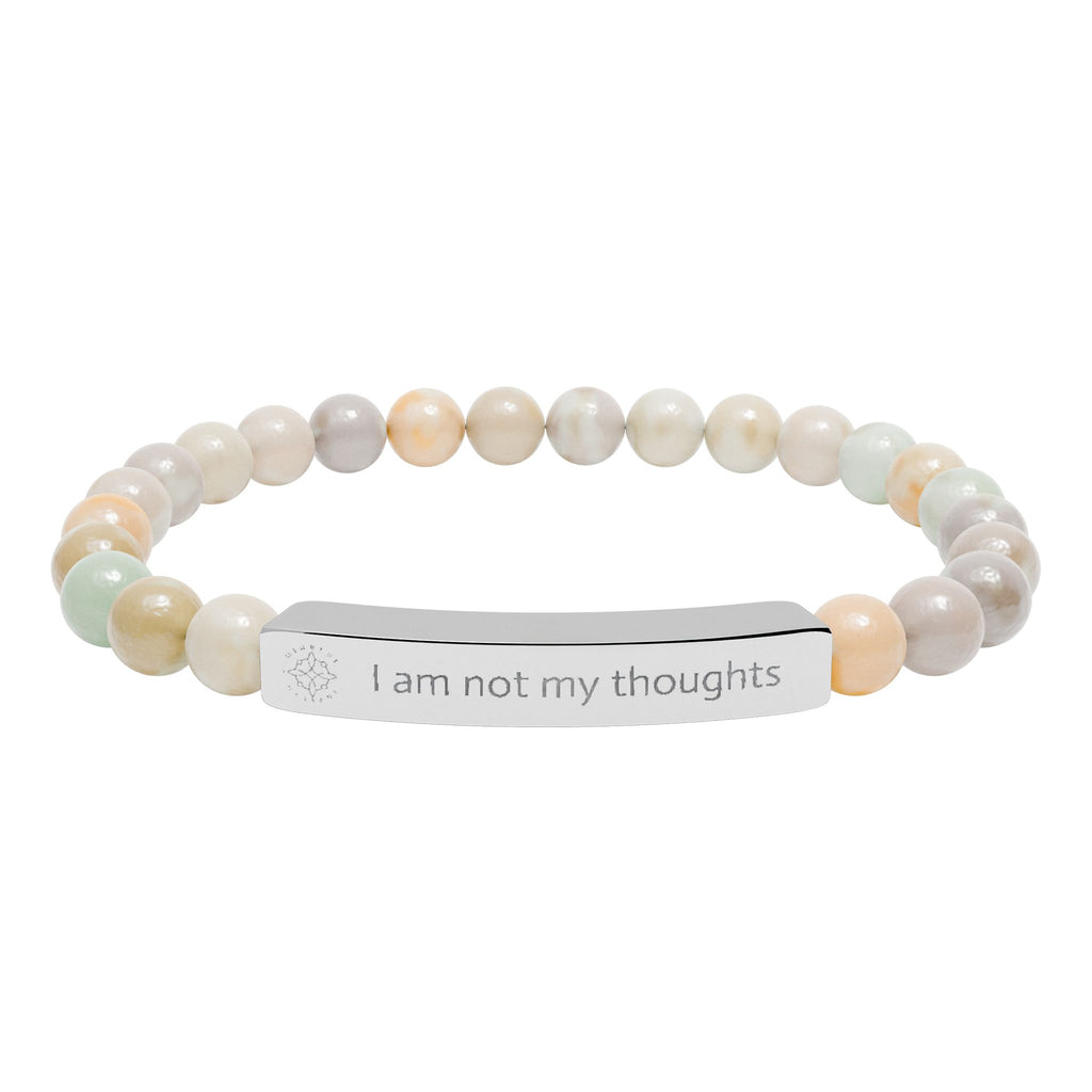 Engraved 'I am not my thoughts' Natural Stone Beaded Bracelet - Mindfulness Jewelry