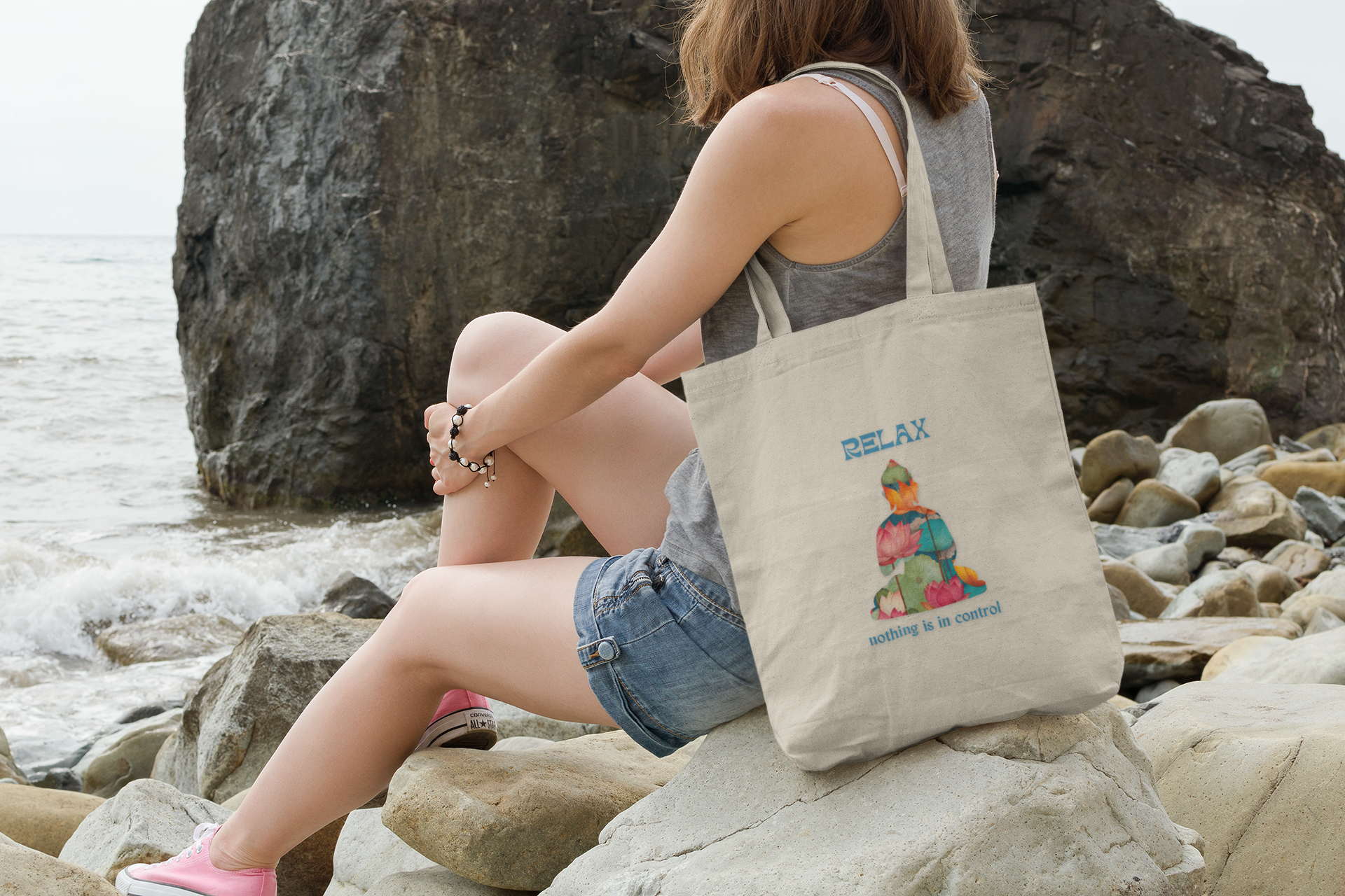 Relax Lotus Eco Tote Bag | Mindful Message