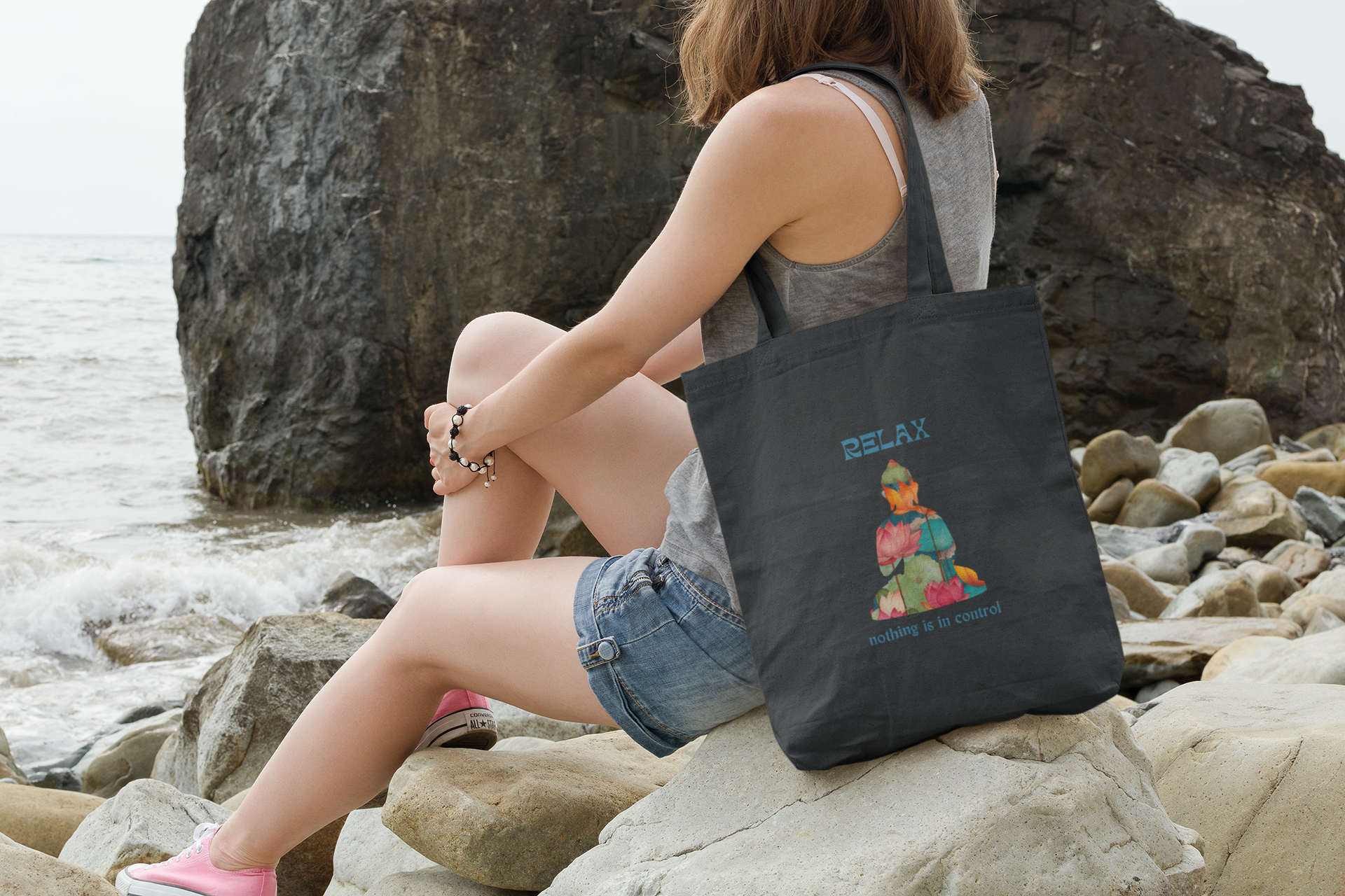 Relax Lotus Eco Tote Bag | Mindful Message