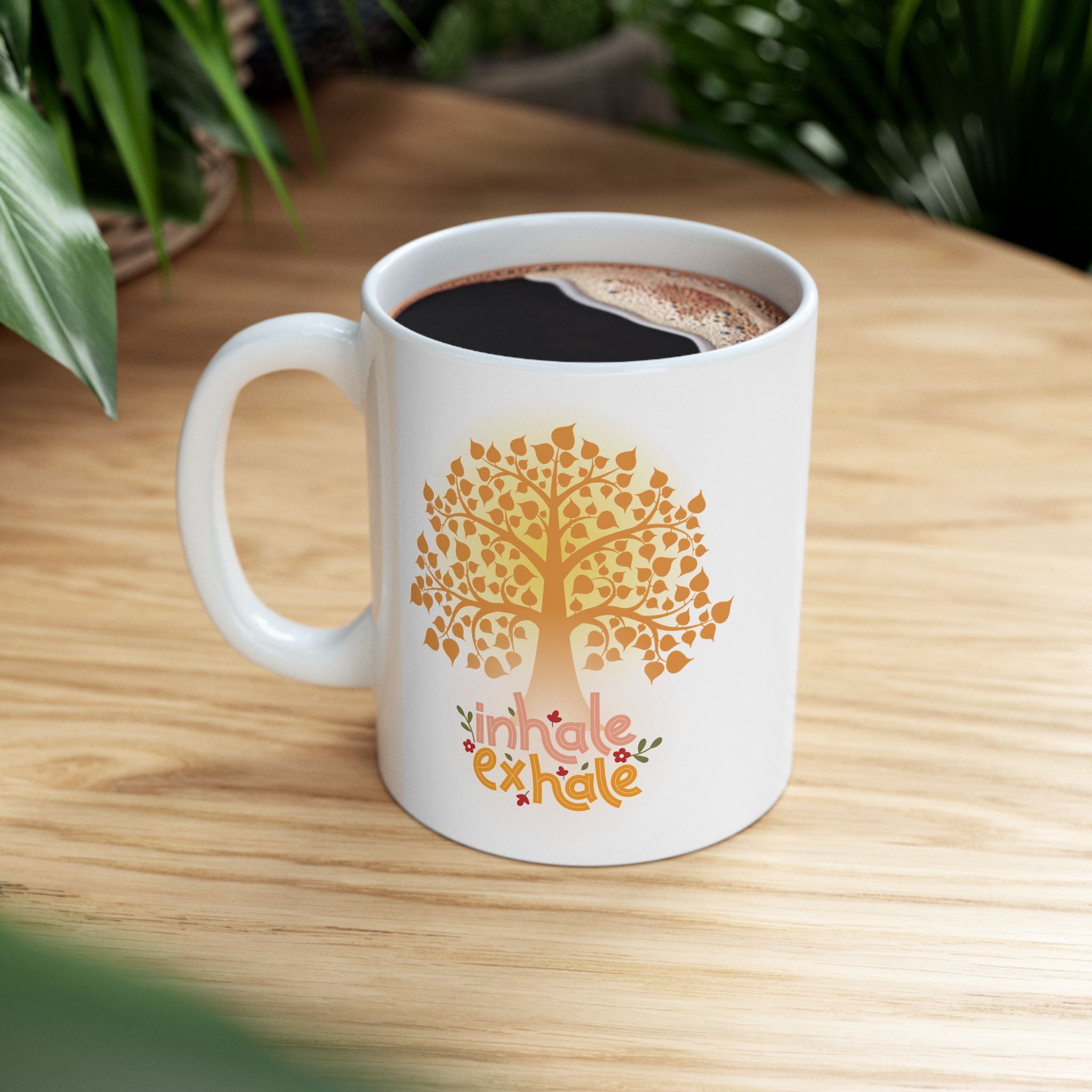 Inhale - Exhale Tea Cup, Coffee Mug, 15 oz  or 11 oz | Mindful Gift, Yoga Lover, Self Care Mug