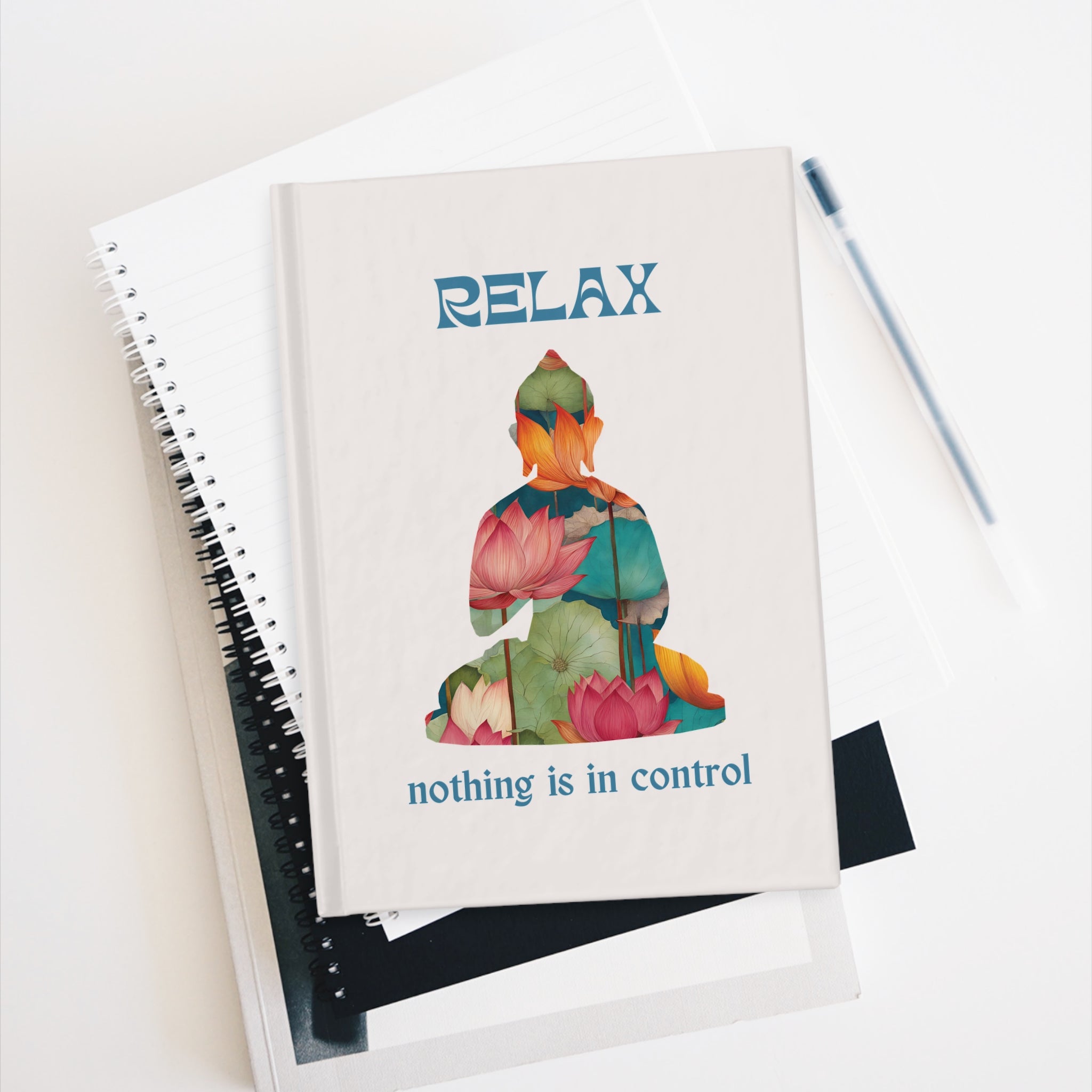 Relax lotus silhouette Journal | nothing is in control, mindfulness notebook