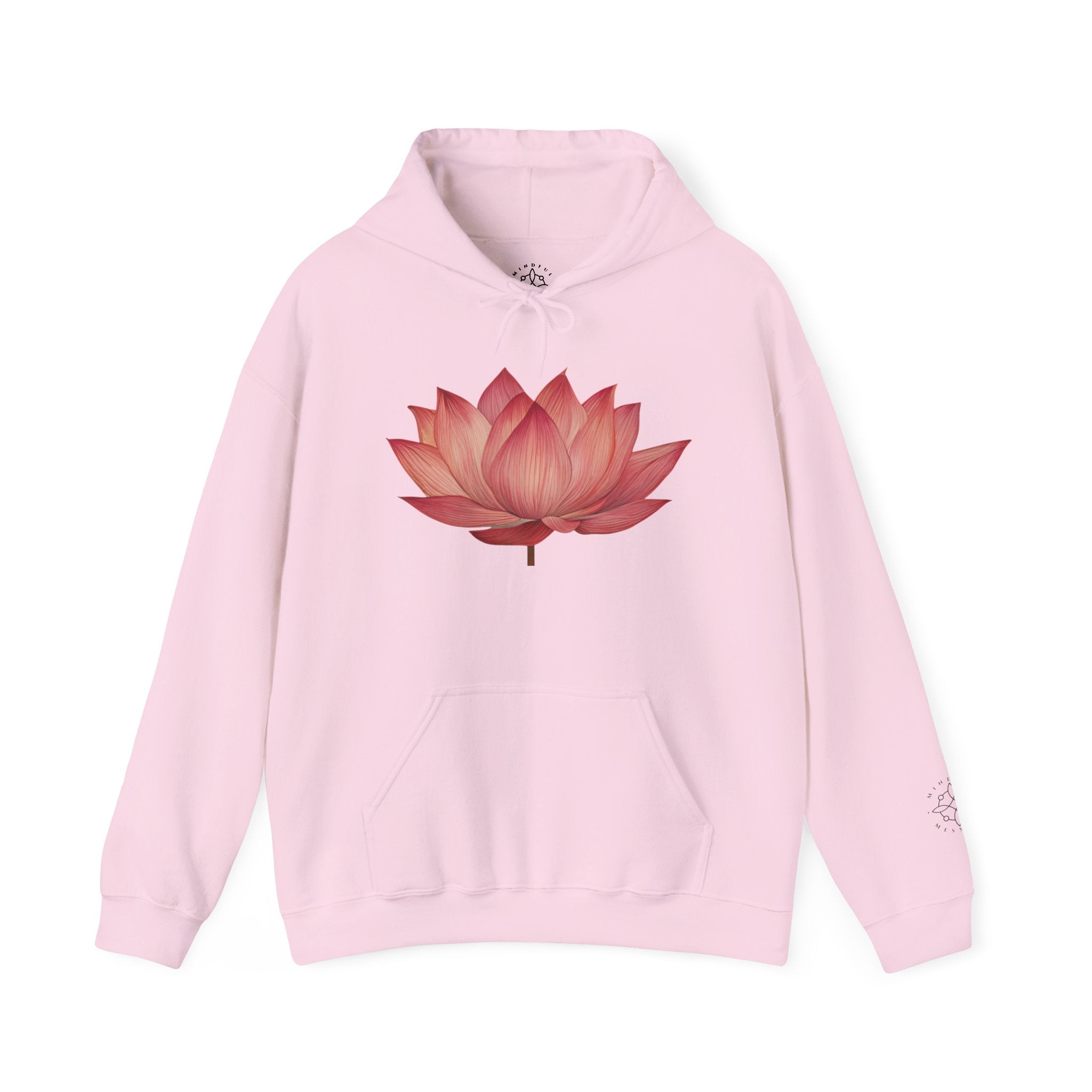 Pink Lotus Flower Cotton Hoodie | Floral Meditation Yoga Sweatshirt