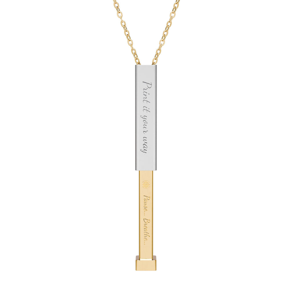 Hidden Pause... Breathe... Mantra Sliding Bar Necklace | Personalized Outer Sleeve Engraving | Secret Message Necklace