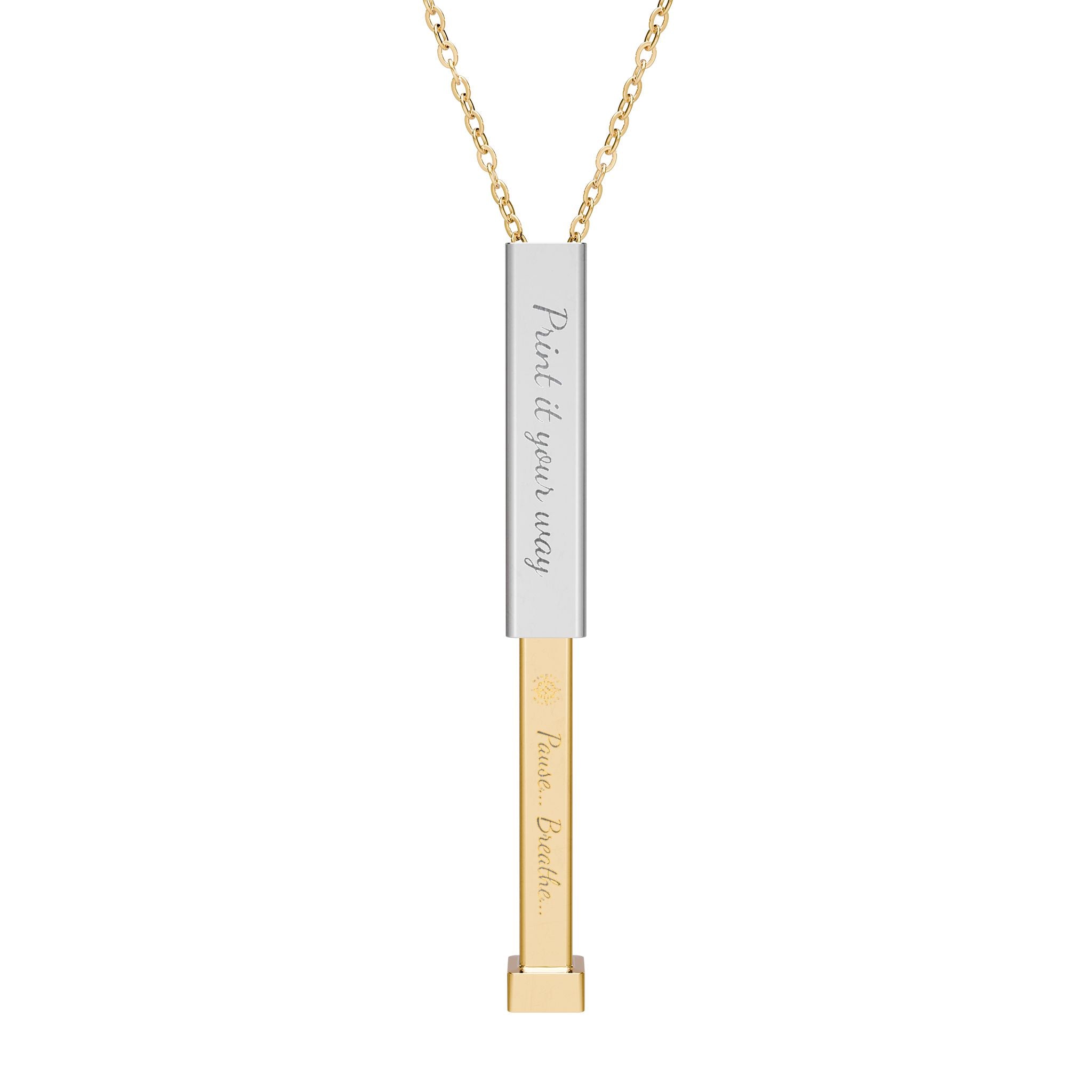 Hidden Pause... Breathe... Mantra Sliding Bar Necklace | Personalized Outer Sleeve Engraving | Secret Message Necklace