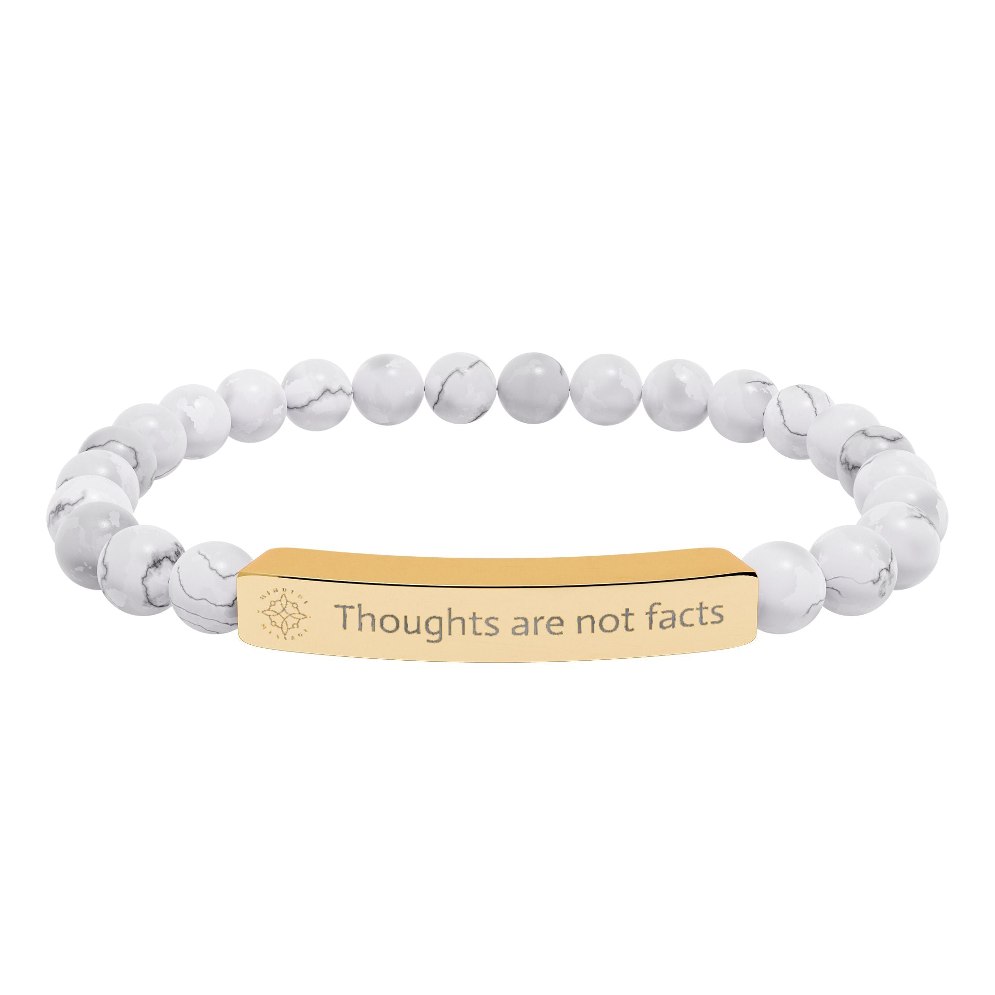 Engraved 'Thoughts are not Facts' Natural Stone Beaded Bracelet - Mindfulness Jewelry