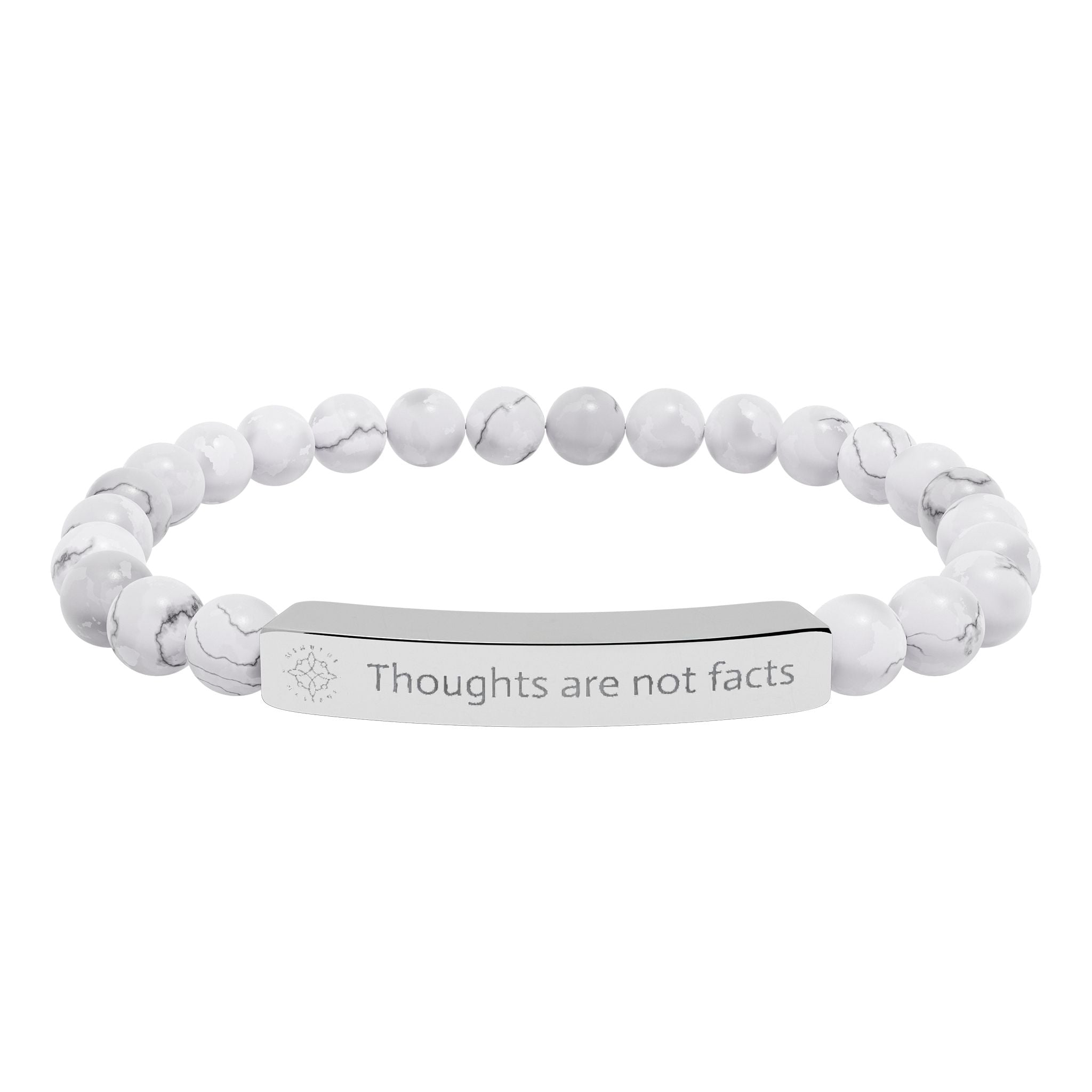 Engraved 'Thoughts are not Facts' Natural Stone Beaded Bracelet - Mindfulness Jewelry