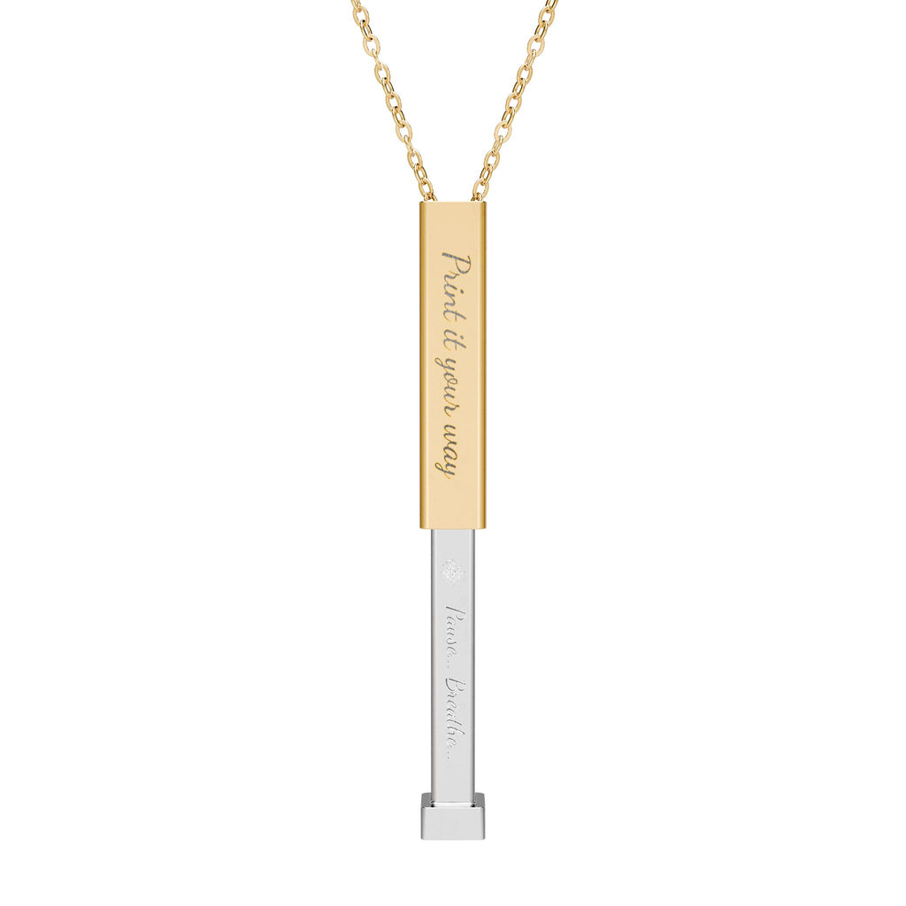 Hidden Pause... Breathe... Mantra Sliding Bar Necklace | Personalized Outer Sleeve Engraving | Secret Message Necklace