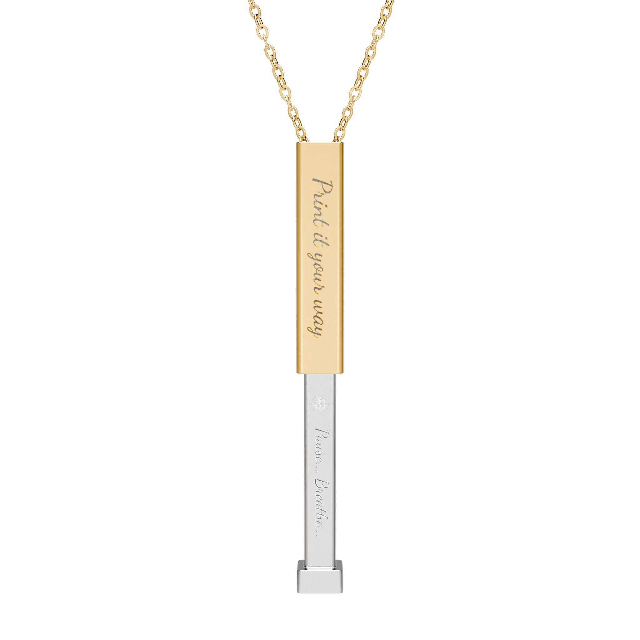 Hidden Pause... Breathe... Mantra Sliding Bar Necklace | Personalized Outer Sleeve Engraving | Secret Message Necklace