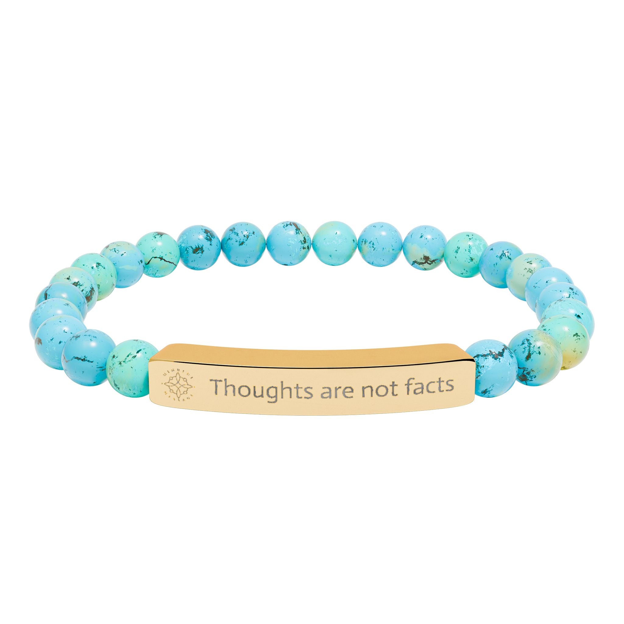 Engraved 'Thoughts are not Facts' Natural Stone Beaded Bracelet - Mindfulness Jewelry