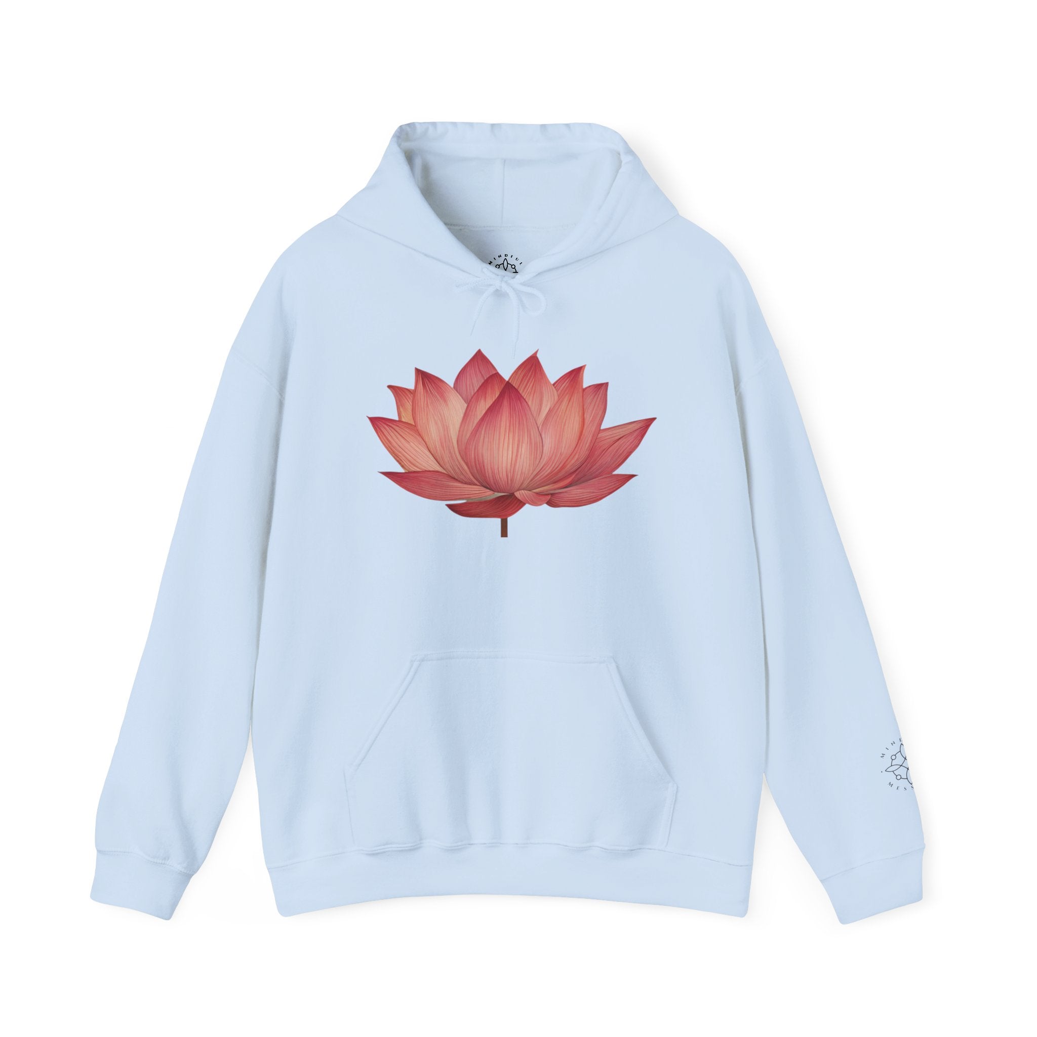 Pink Lotus Flower Cotton Hoodie | Floral Meditation Yoga Sweatshirt