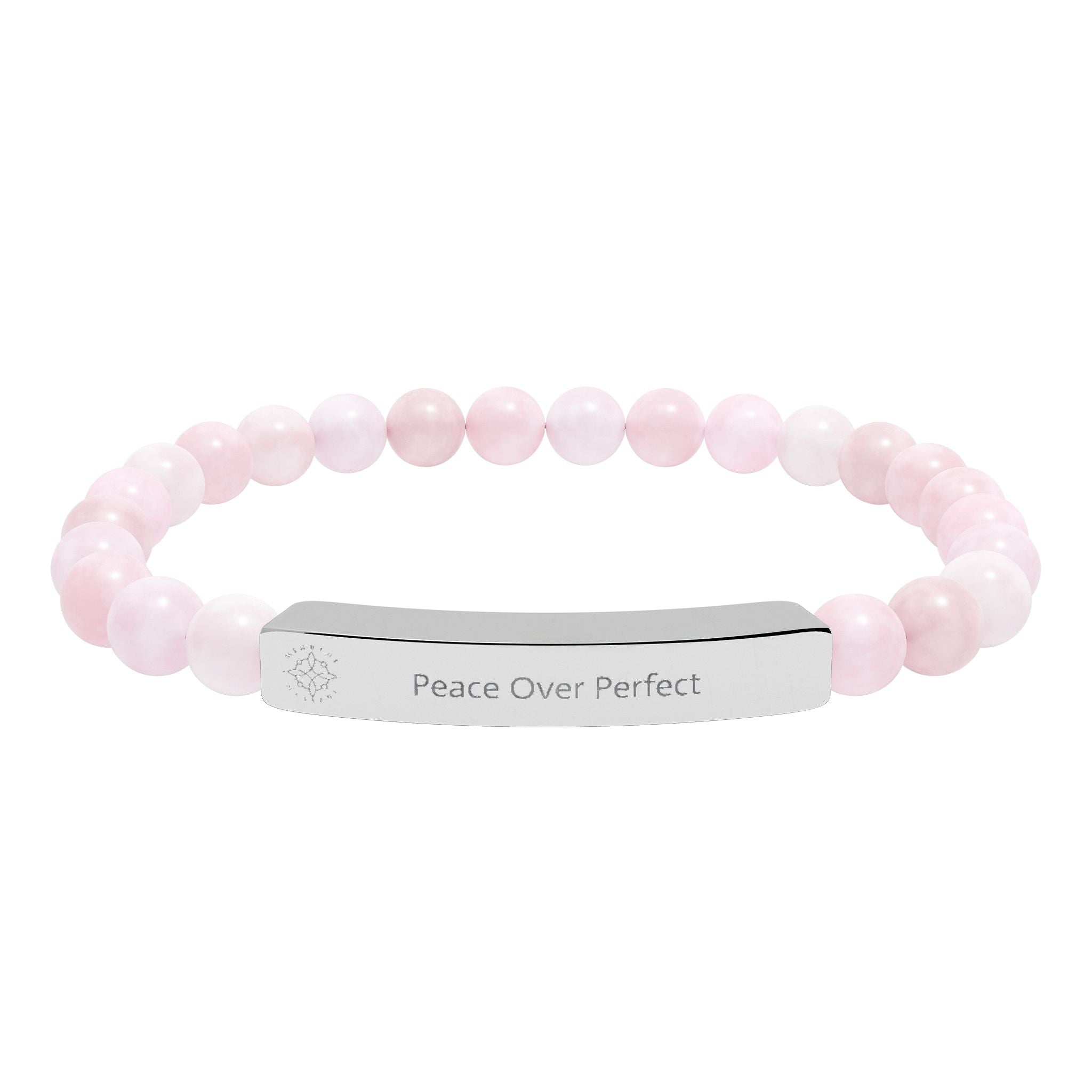 Engraved 'Peace Over Perfect' Natural Stone Beaded Bracelet - Mindfulness Jewelry
